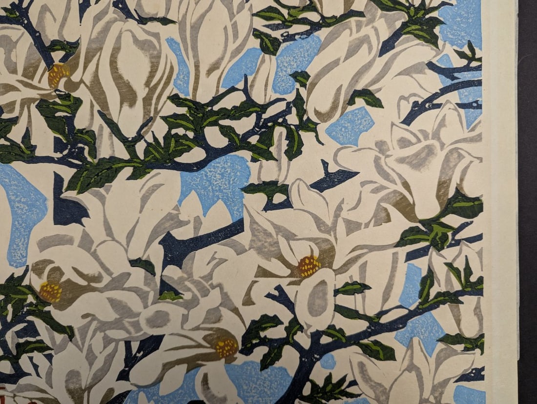 Okiee Hashimoto Magnolia Japanese Woodblock Print - Beautiful Floral Artwork - 8