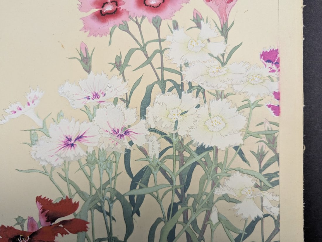 Rakuzan Tsuchiya Dianthus Japanese Woodblock Print - 5