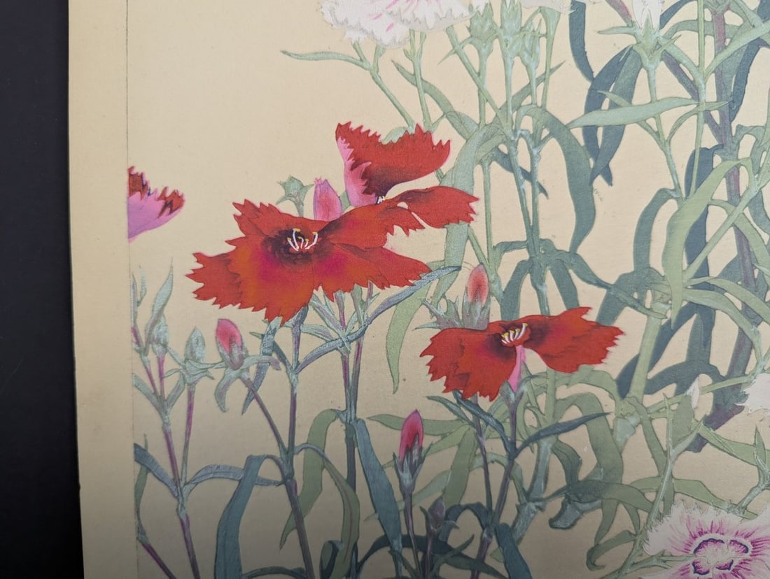 Rakuzan Tsuchiya Dianthus Japanese Woodblock Print - 7