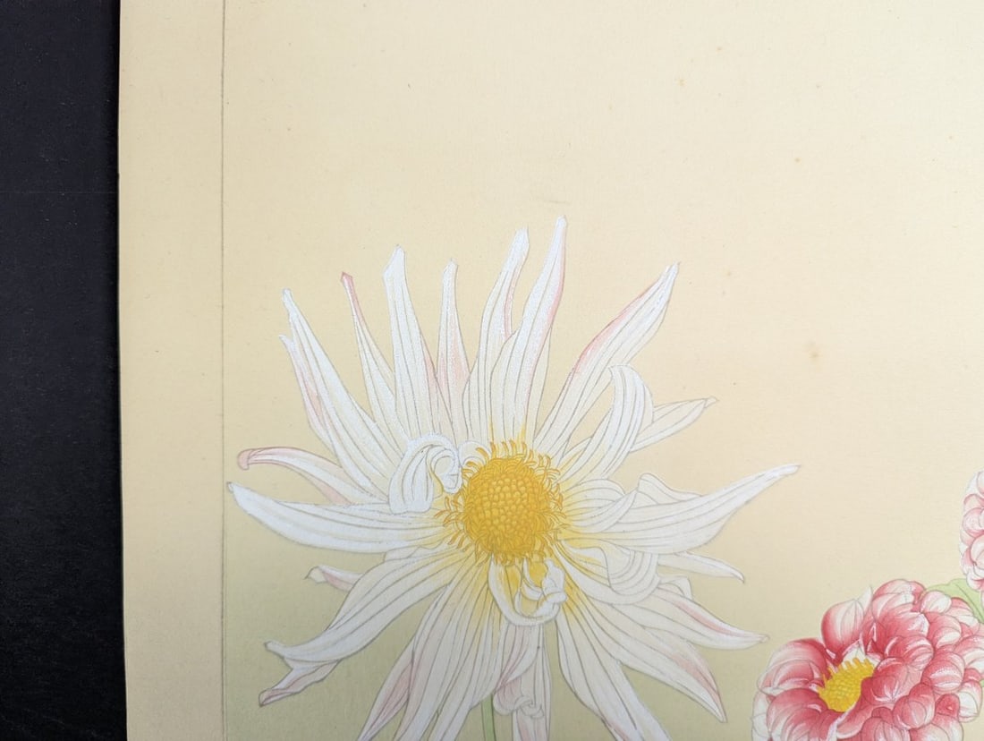 Rakuzan Tsuchiya Japanese Woodblock Print - Dahlia Flowers Artwork - 4