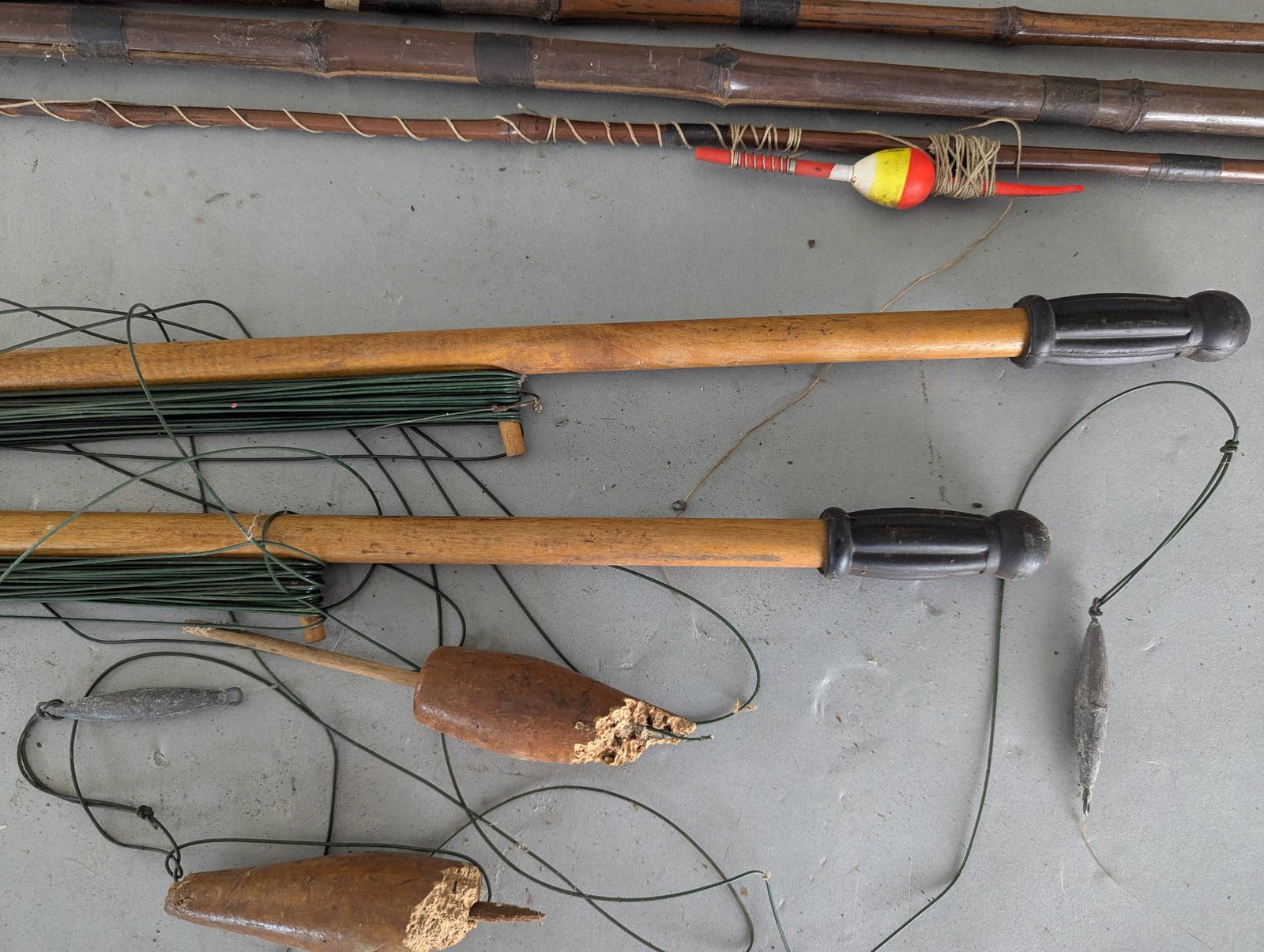 Antique Bamboo Fishing Rods and Spear Fishing Tools - 9
