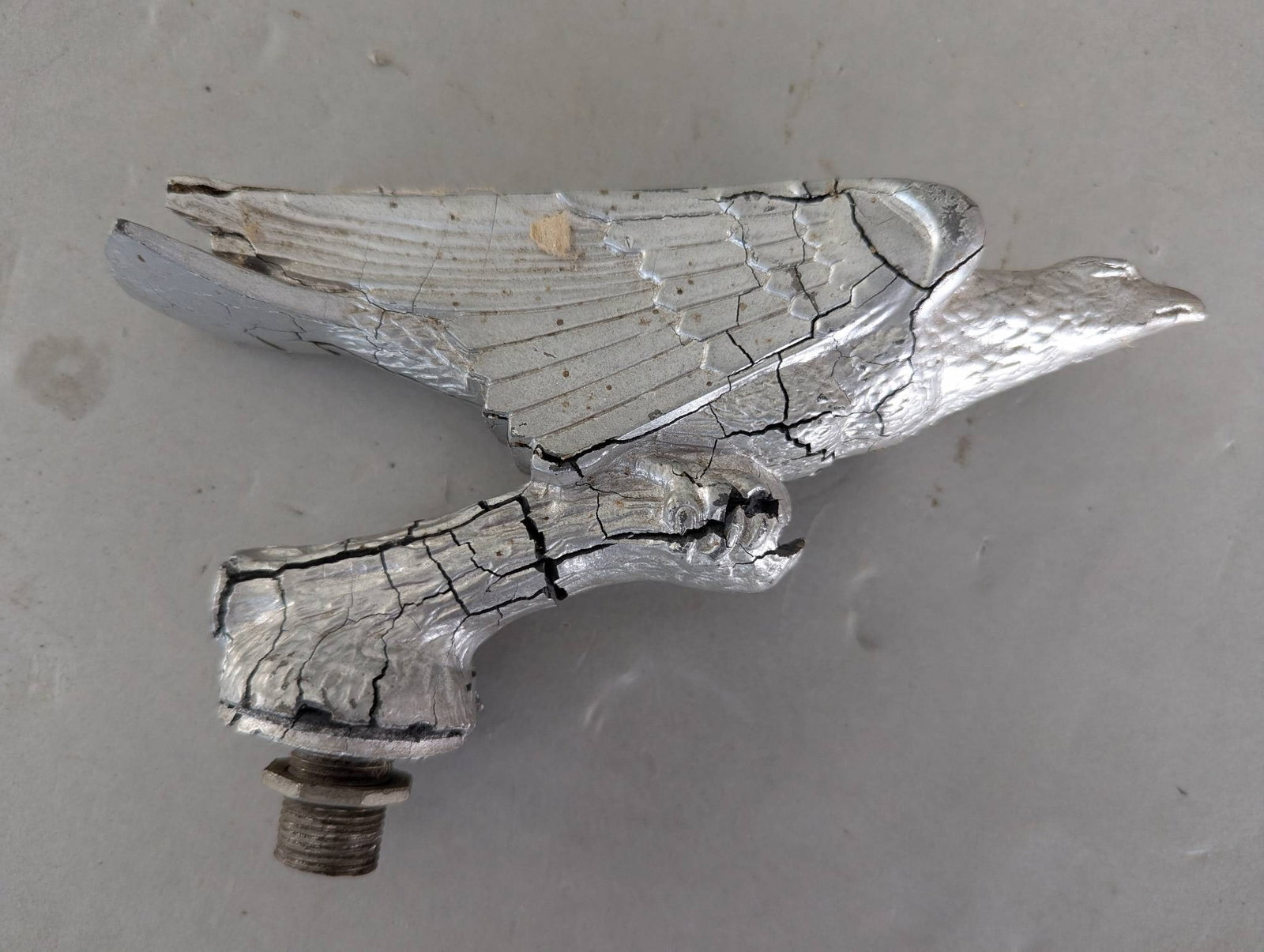 Metal Eagle Bird Hood Ornament with Threaded Base - 2
