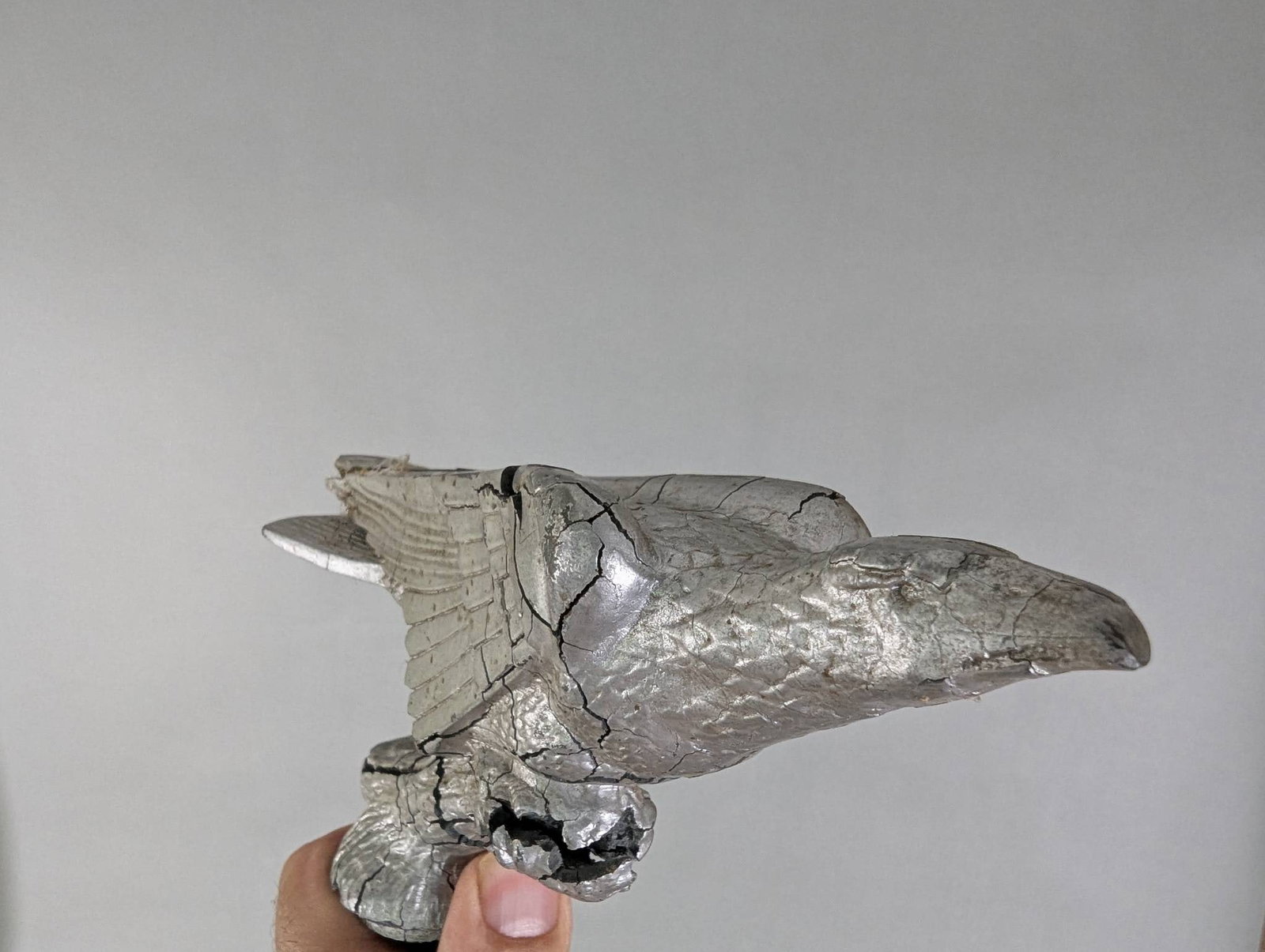 Metal Eagle Bird Hood Ornament with Threaded Base - 5