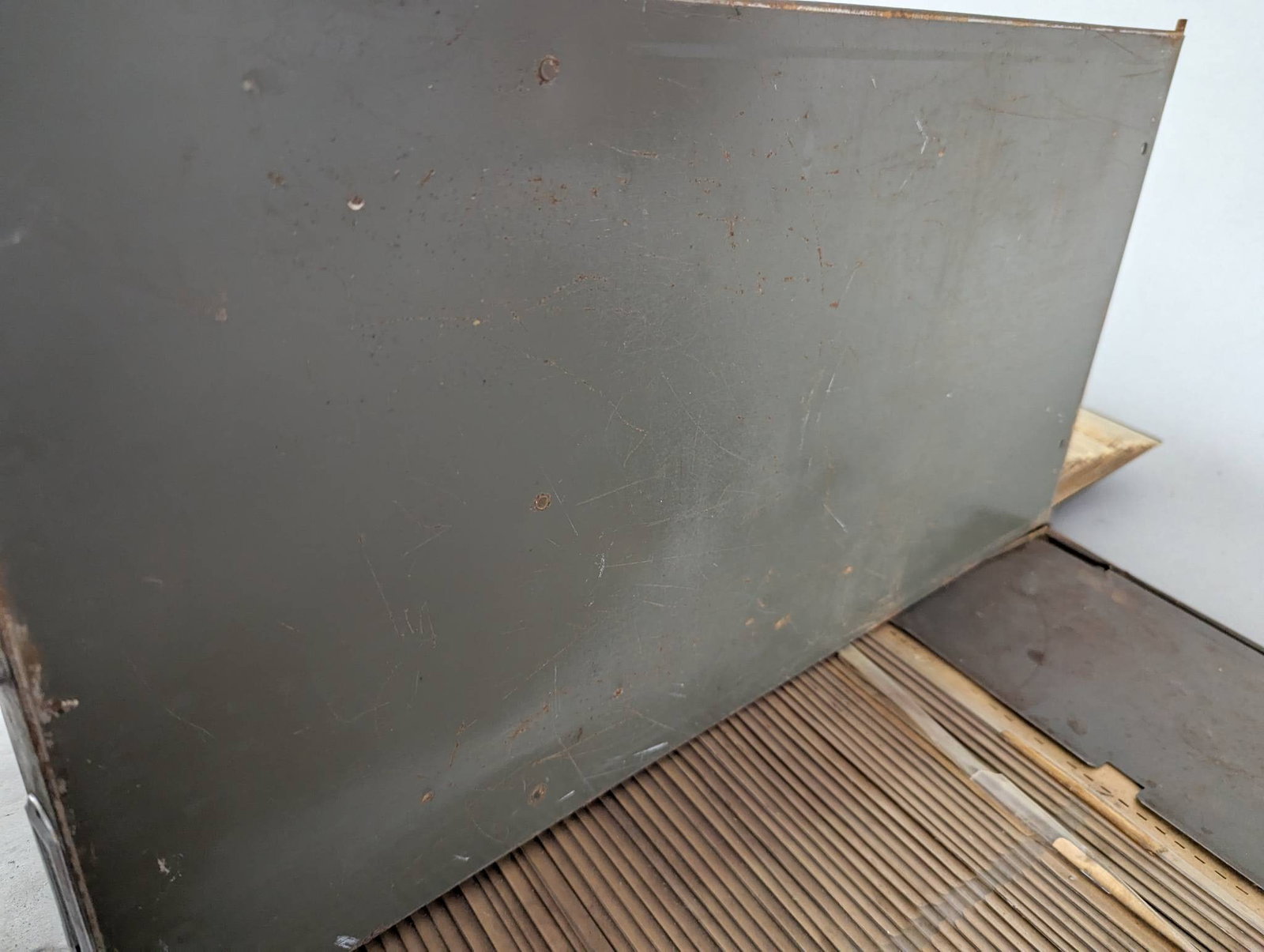 Set of 6 Antique Army Green Metal File Drawers - 6