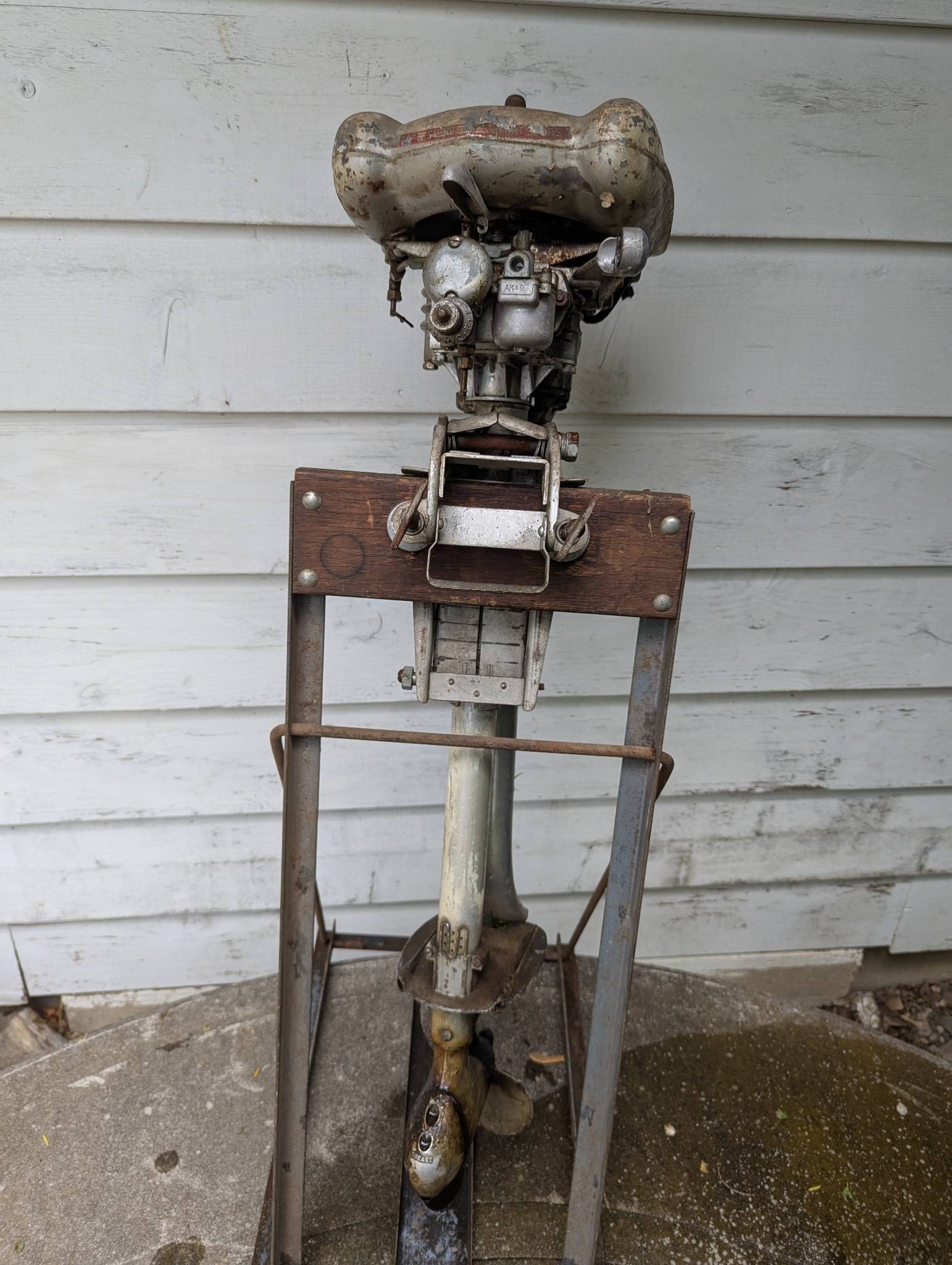 1941 Sears Roebuck 3.6 HP Outboard Motor: **Important** Please read below description on how to avoid high shipping costs. 1941 Sears Roebuck 3.6 HP outboard motor with a two-cycle engine featuring horizontal cylinders, a vertical