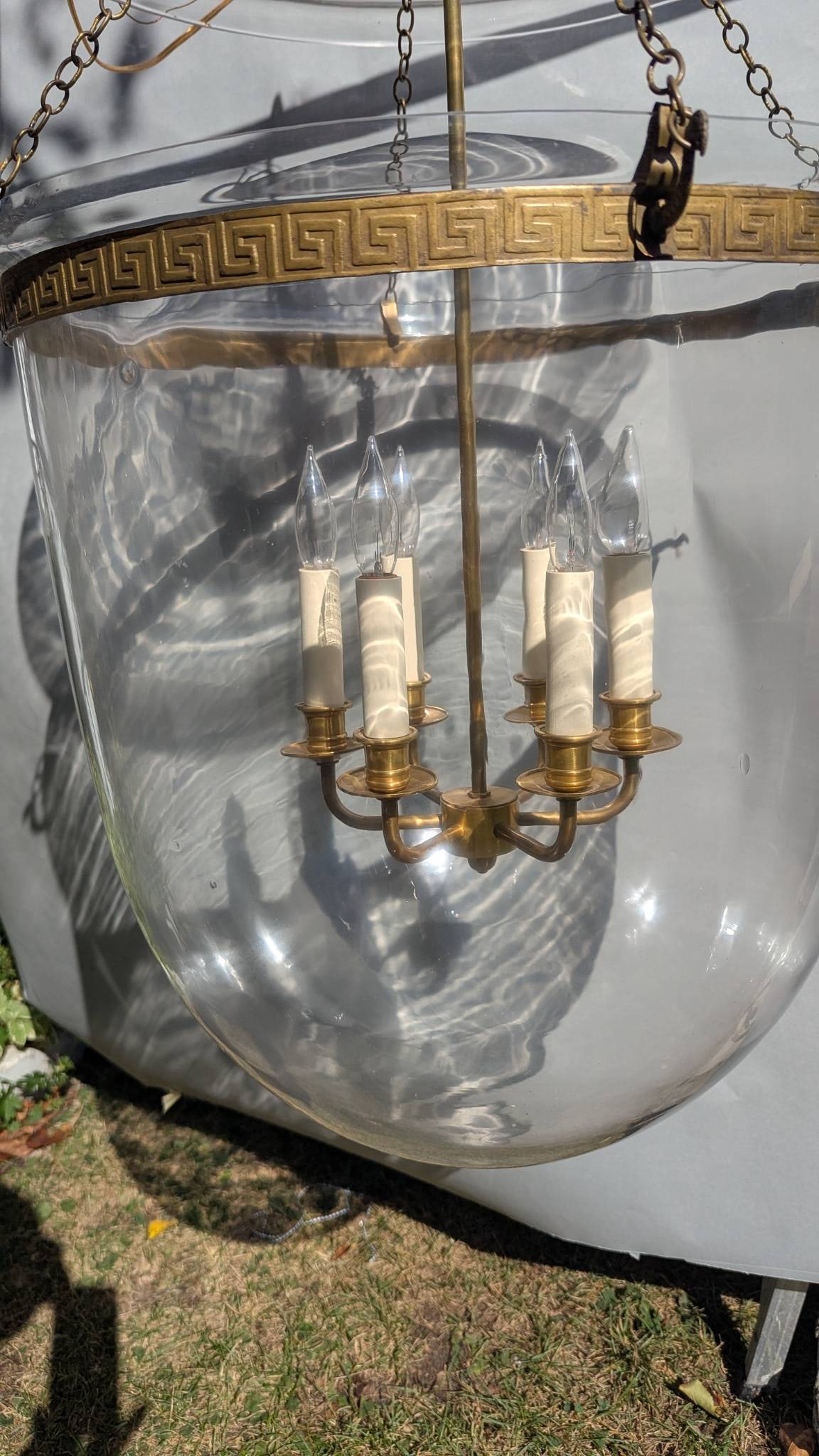 Vaughan Large Bell Jar Blown Glass Lantern Pendant Fixture - 3