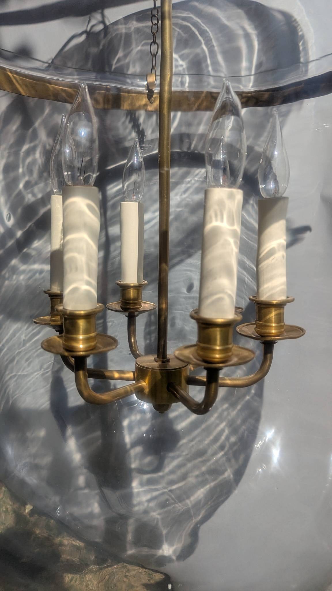 Vaughan Large Bell Jar Blown Glass Lantern Pendant Fixture - 5