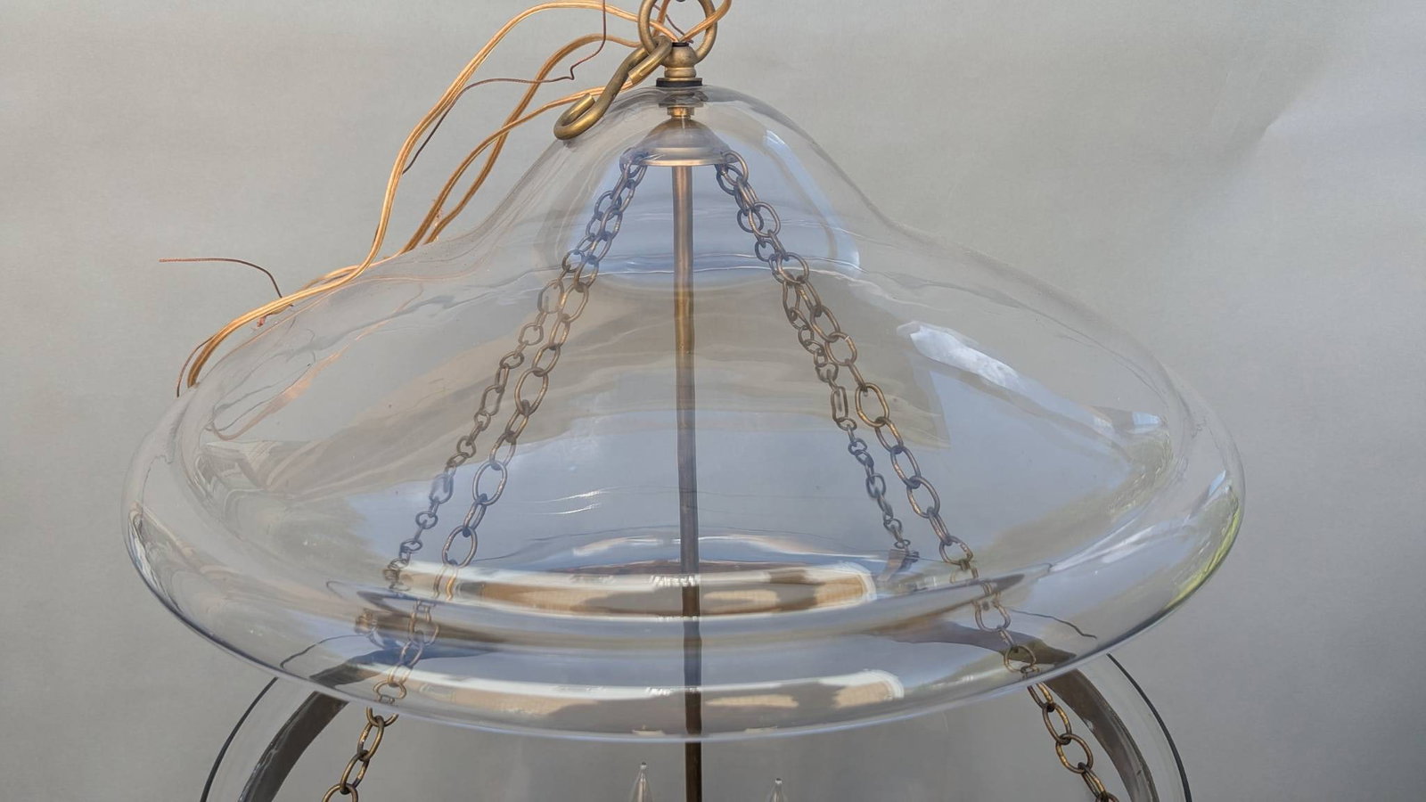 Vaughan Large Bell Jar Blown Glass Lantern Pendant Fixture - 2