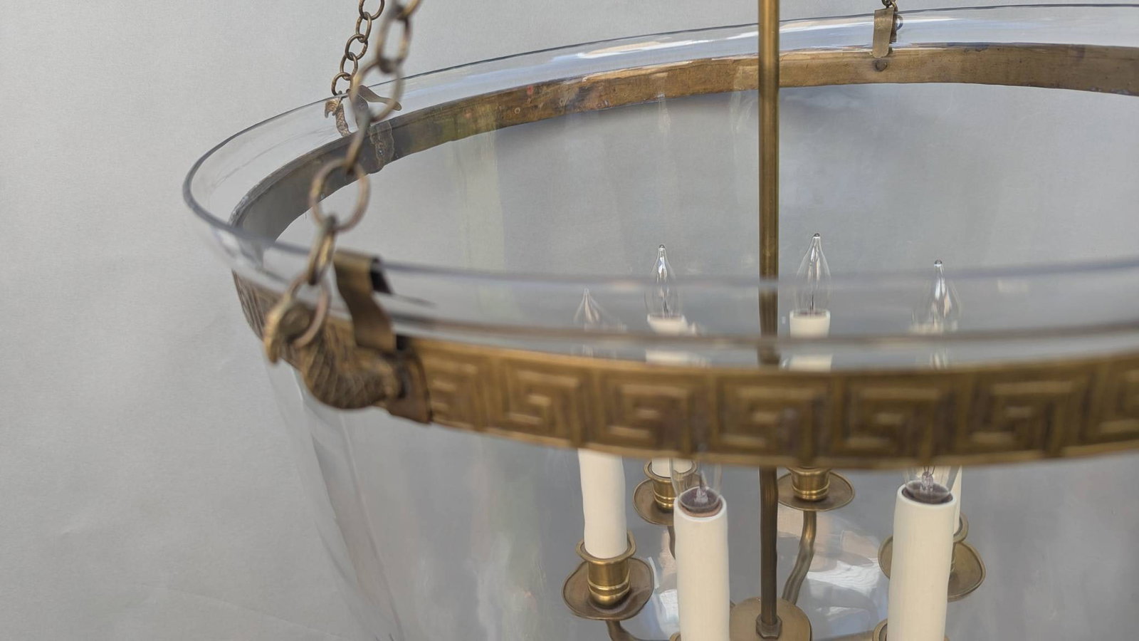 Vaughan Large Bell Jar Blown Glass Lantern Pendant Fixture - 3