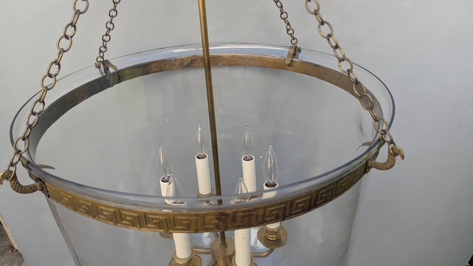 Vaughan Large Bell Jar Blown Glass Lantern Pendant Fixture - 5
