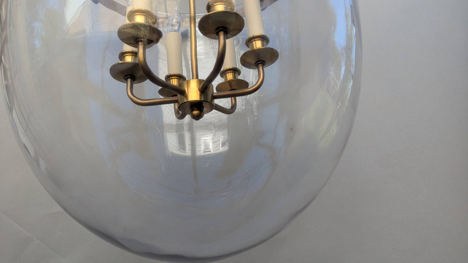 Vaughan Large Bell Jar Blown Glass Lantern Pendant Fixture - 6