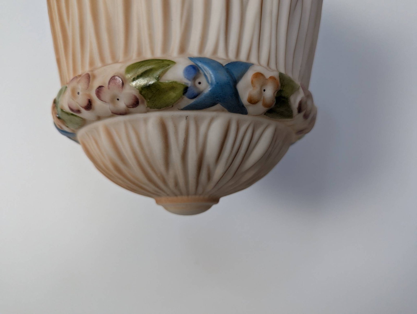 Art Nouveau Milk Glass Pendant Light with Hand-Painted Floral Design - 6