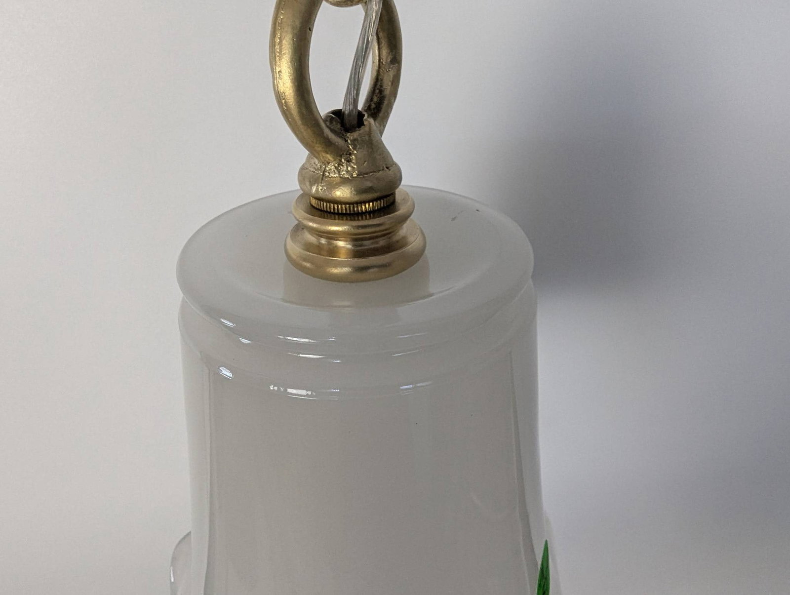 Antique Brass Pendant Light with Hand-Blown Opaline Glass Shade - 3