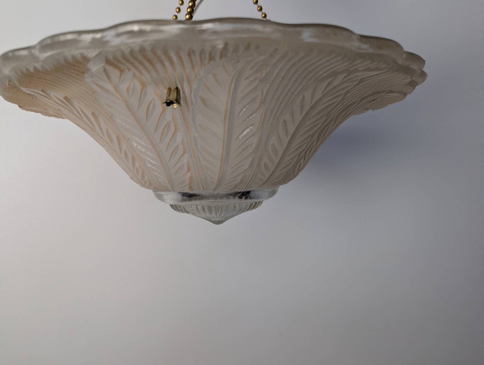 Art Deco Glass Pendant Chandelier with Embossed Frosted Design - 3