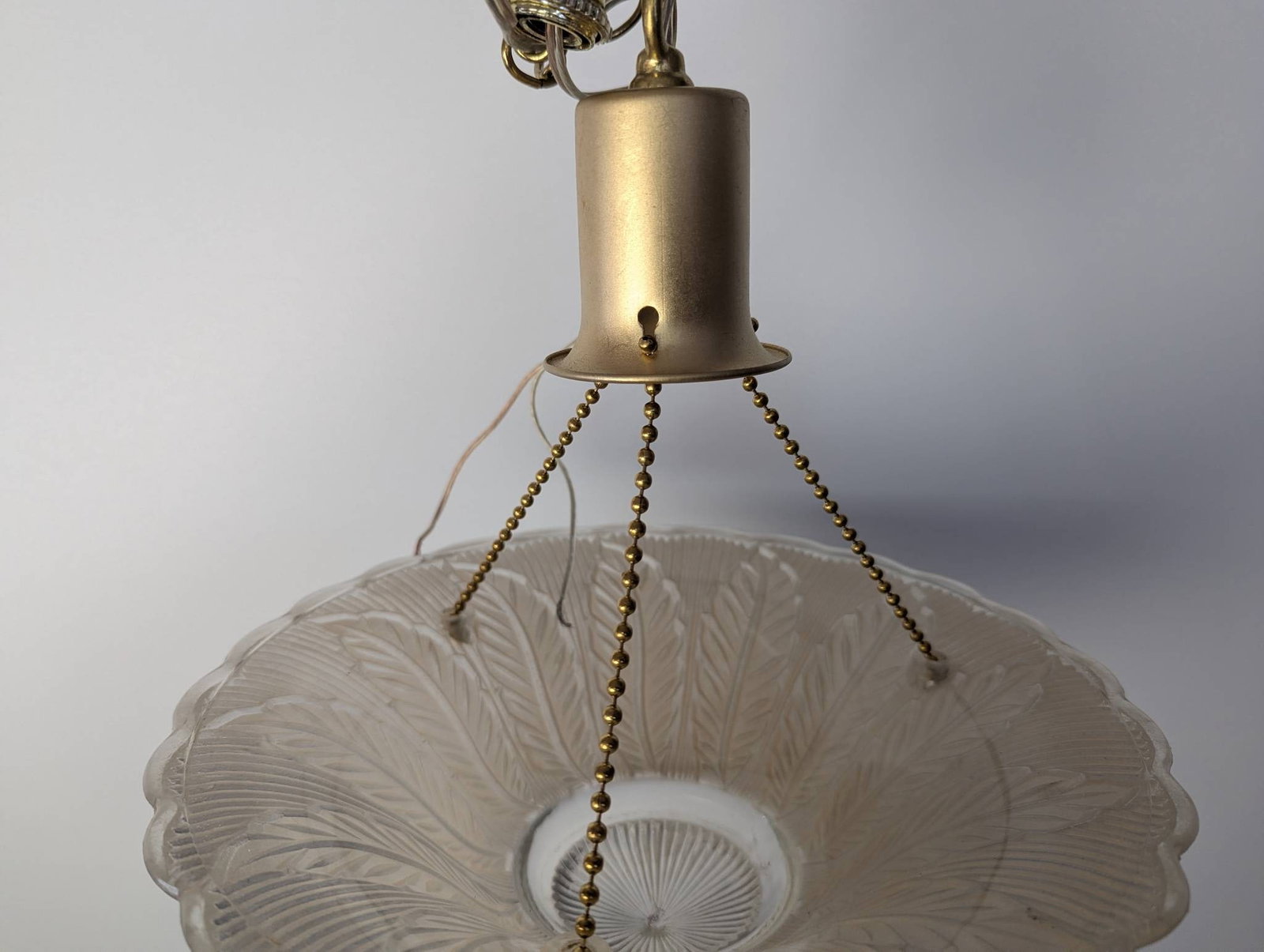 Art Deco Glass Pendant Chandelier with Embossed Frosted Design - 5