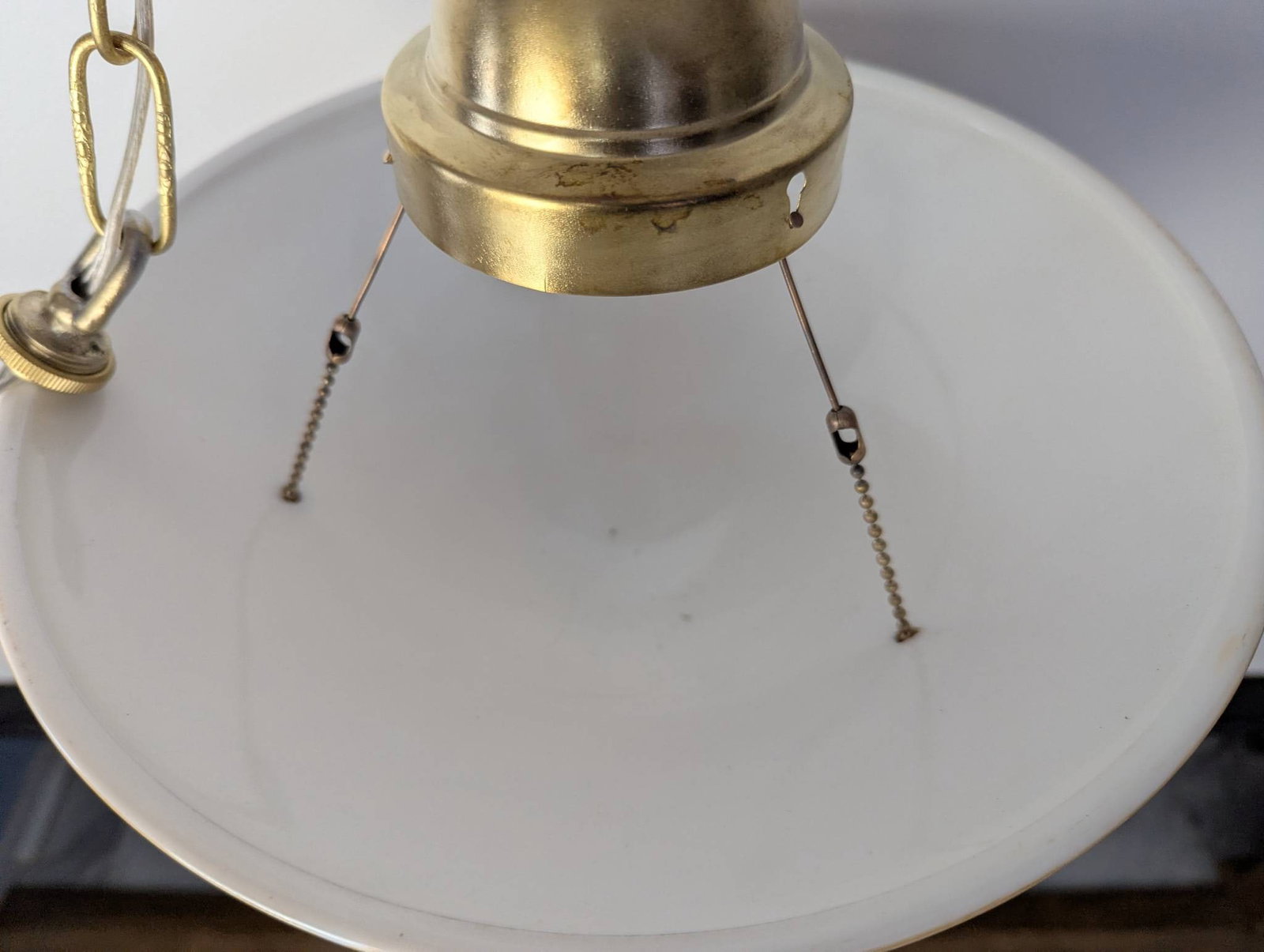 1930s French Art Deco Broken Milk Glass Pendant Light Fixture - 2