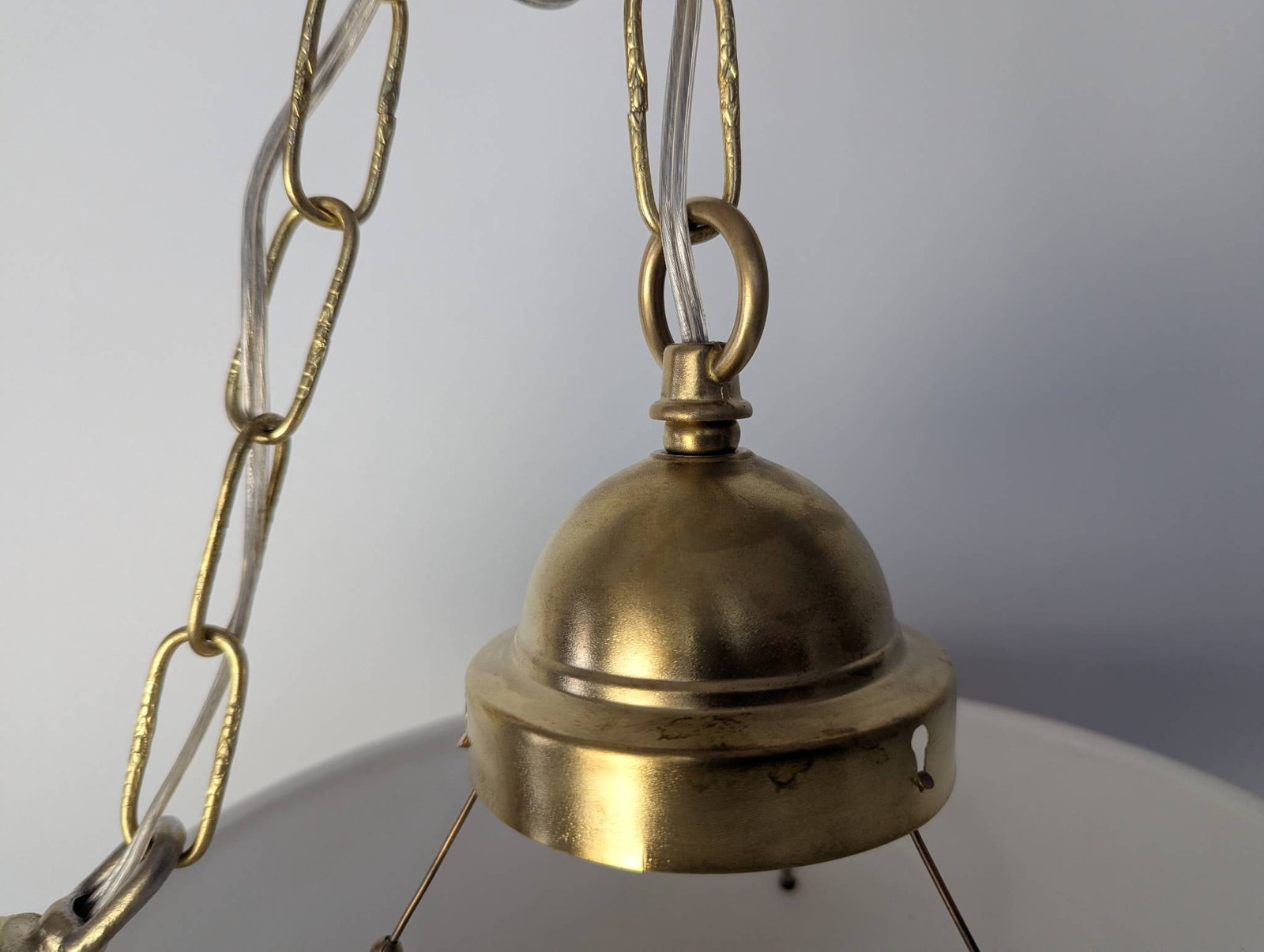 1930s French Art Deco Broken Milk Glass Pendant Light Fixture - 3