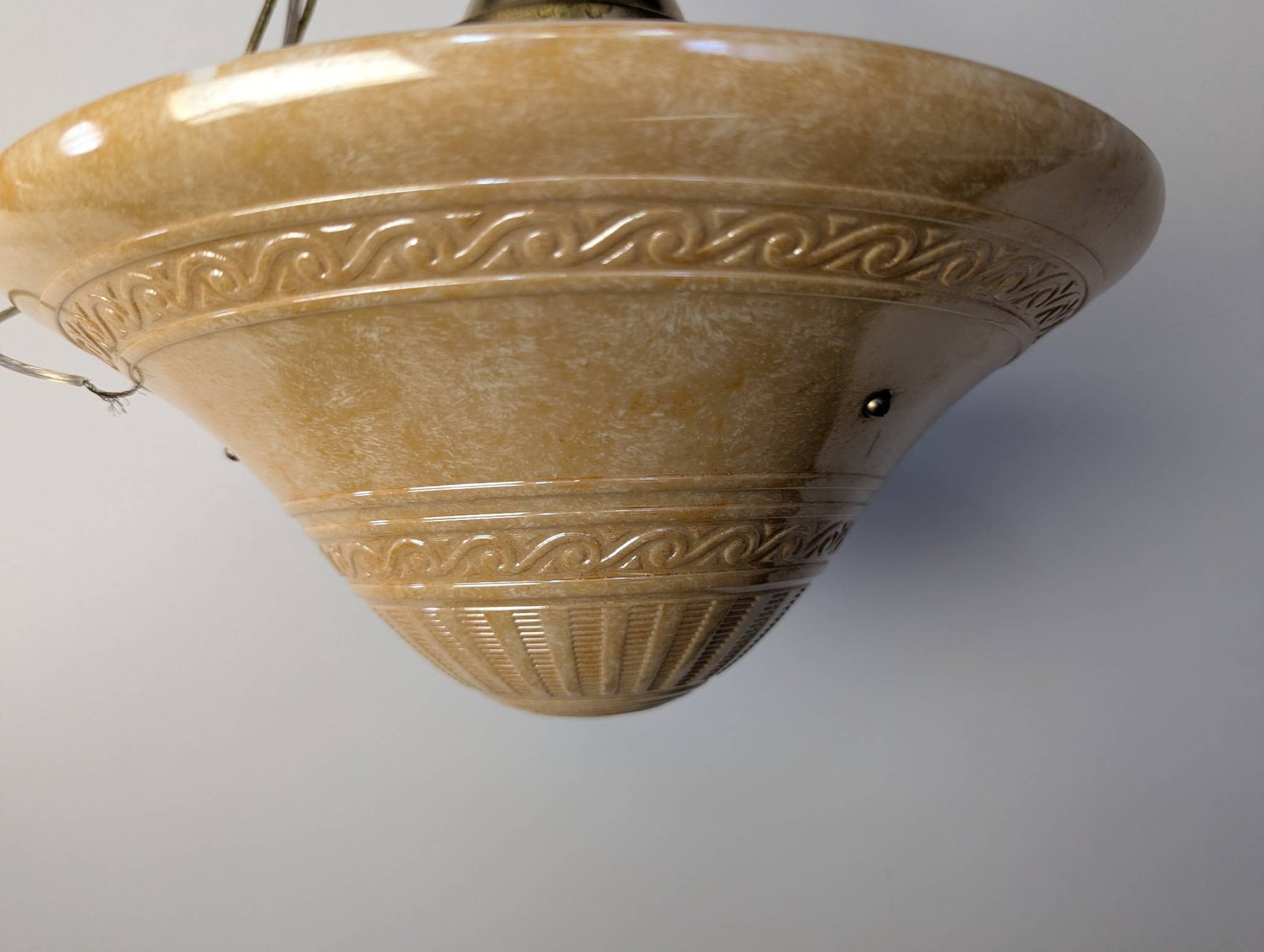 1930s French Art Deco Broken Milk Glass Pendant Light Fixture - 4