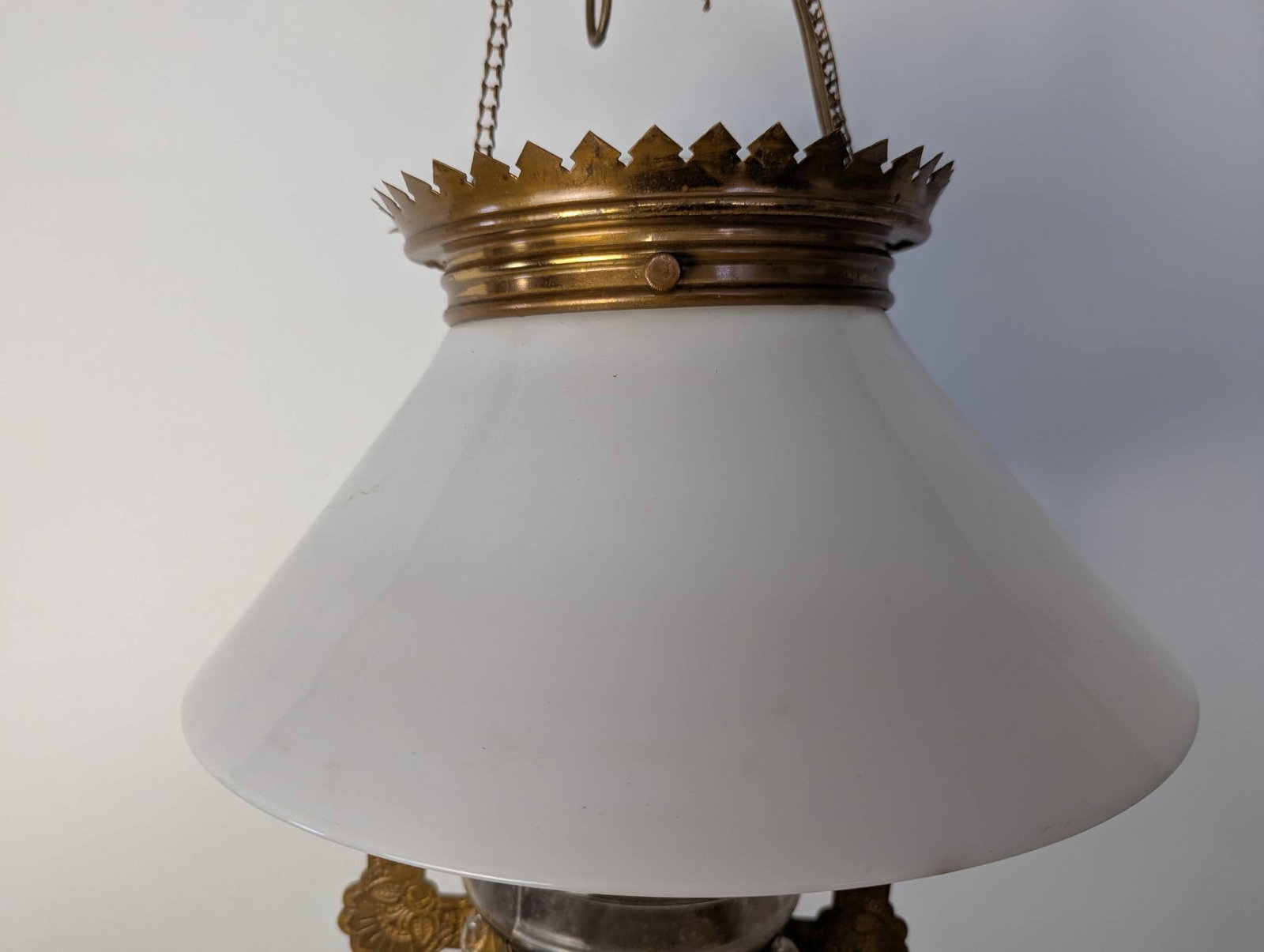 Antique Victorian Parlor Hanging Oil Lamp Converted to Electricity - 4