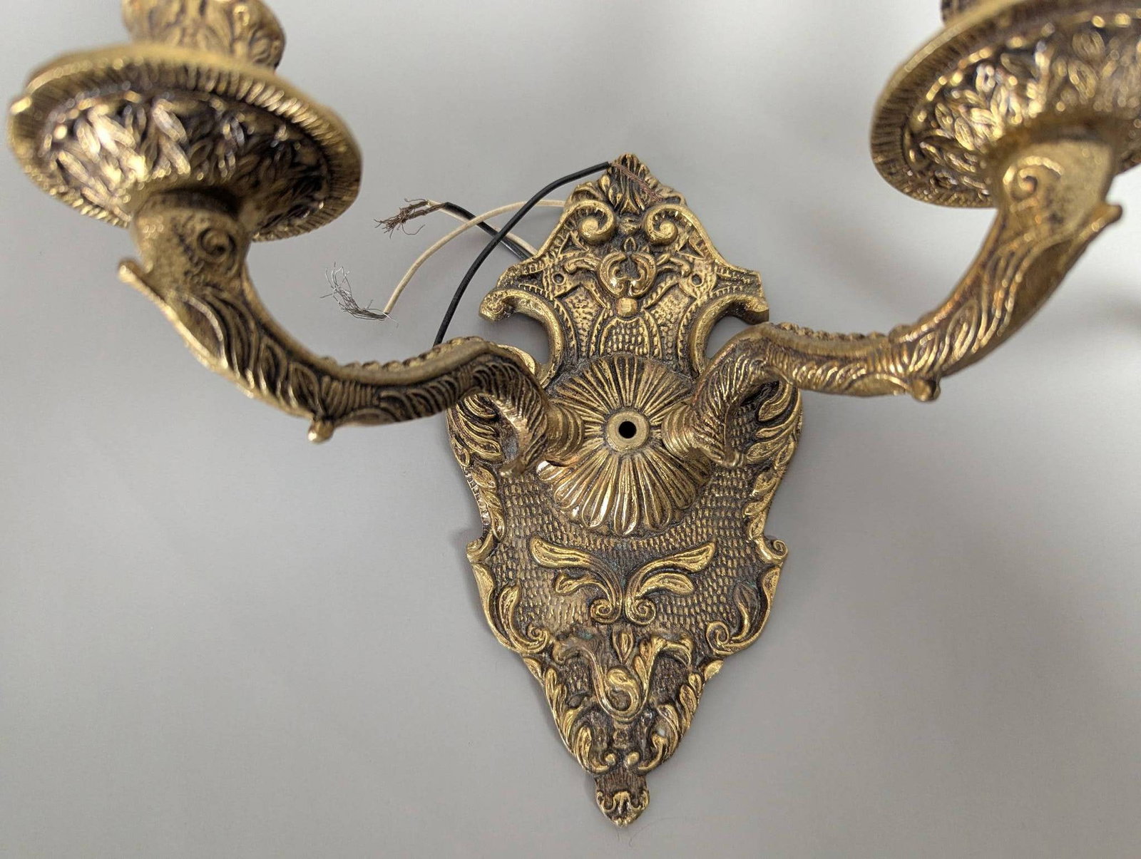 Gold-Toned Metal Double Candle Wall Sconces in Baroque Style - 2