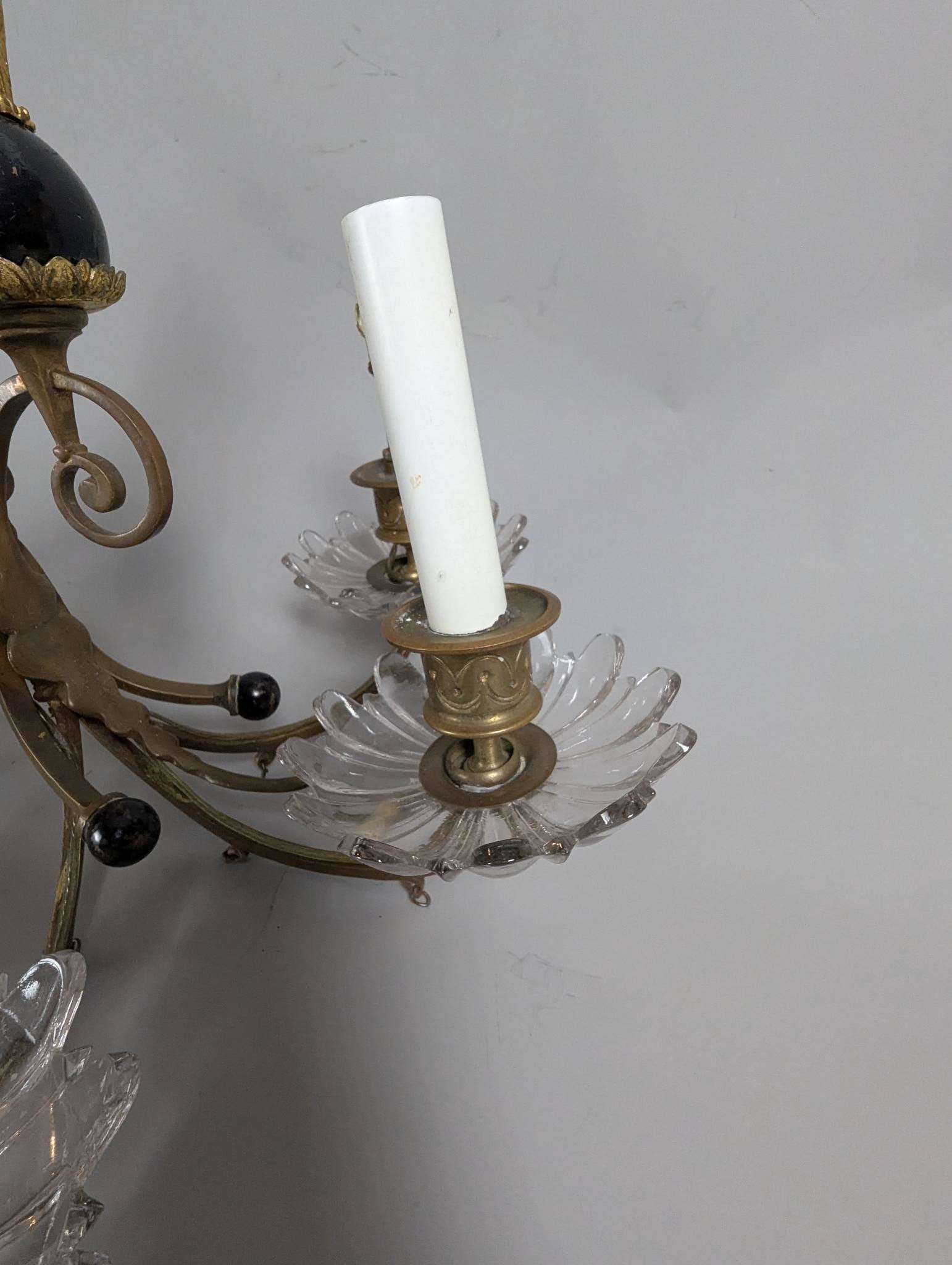 Early 20th-Century Swedish Bronze Electric Wall Sconces with Figural Design - 5