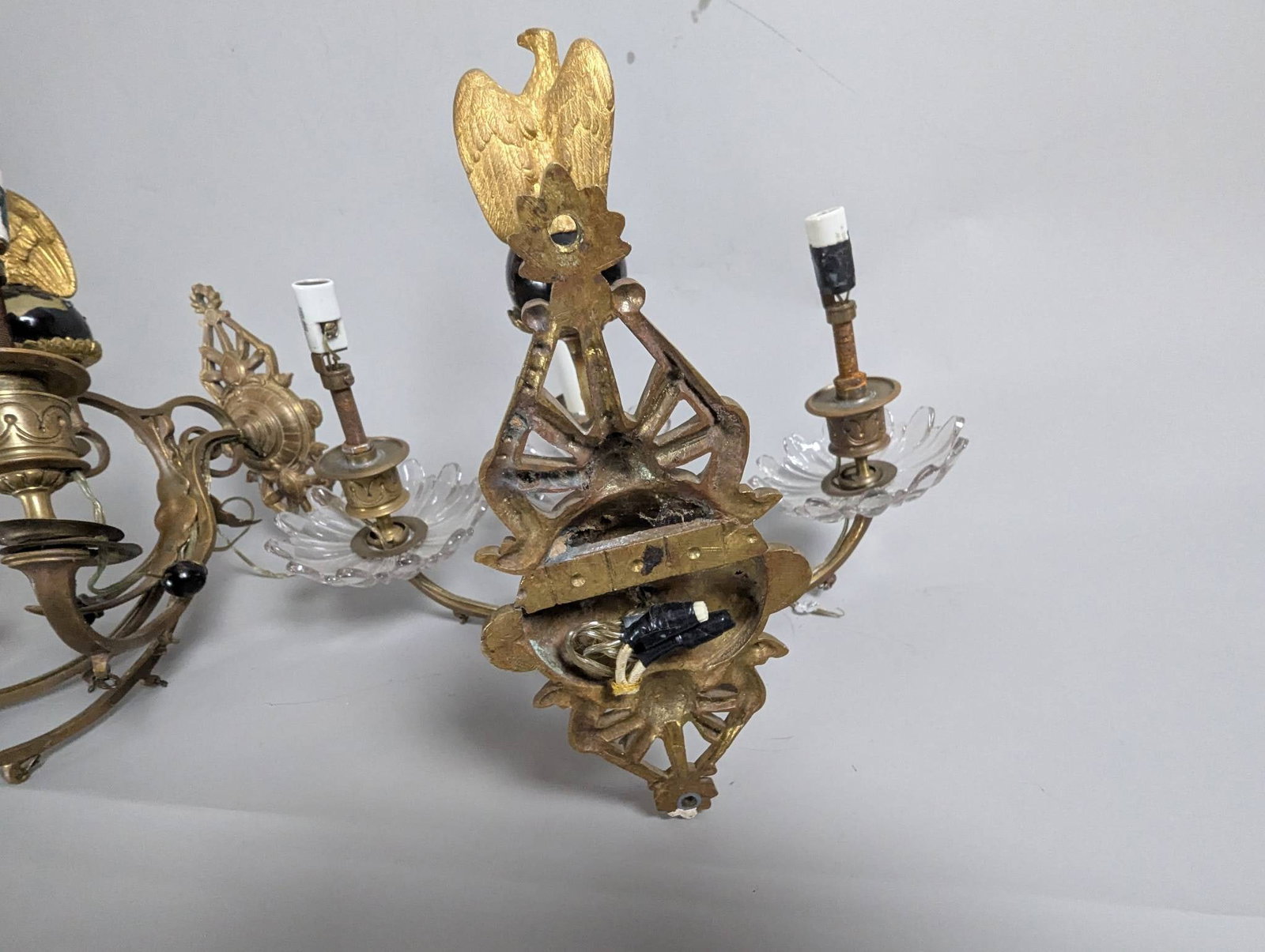 Early 20th-Century Swedish Bronze Electric Wall Sconces with Figural Design - 8
