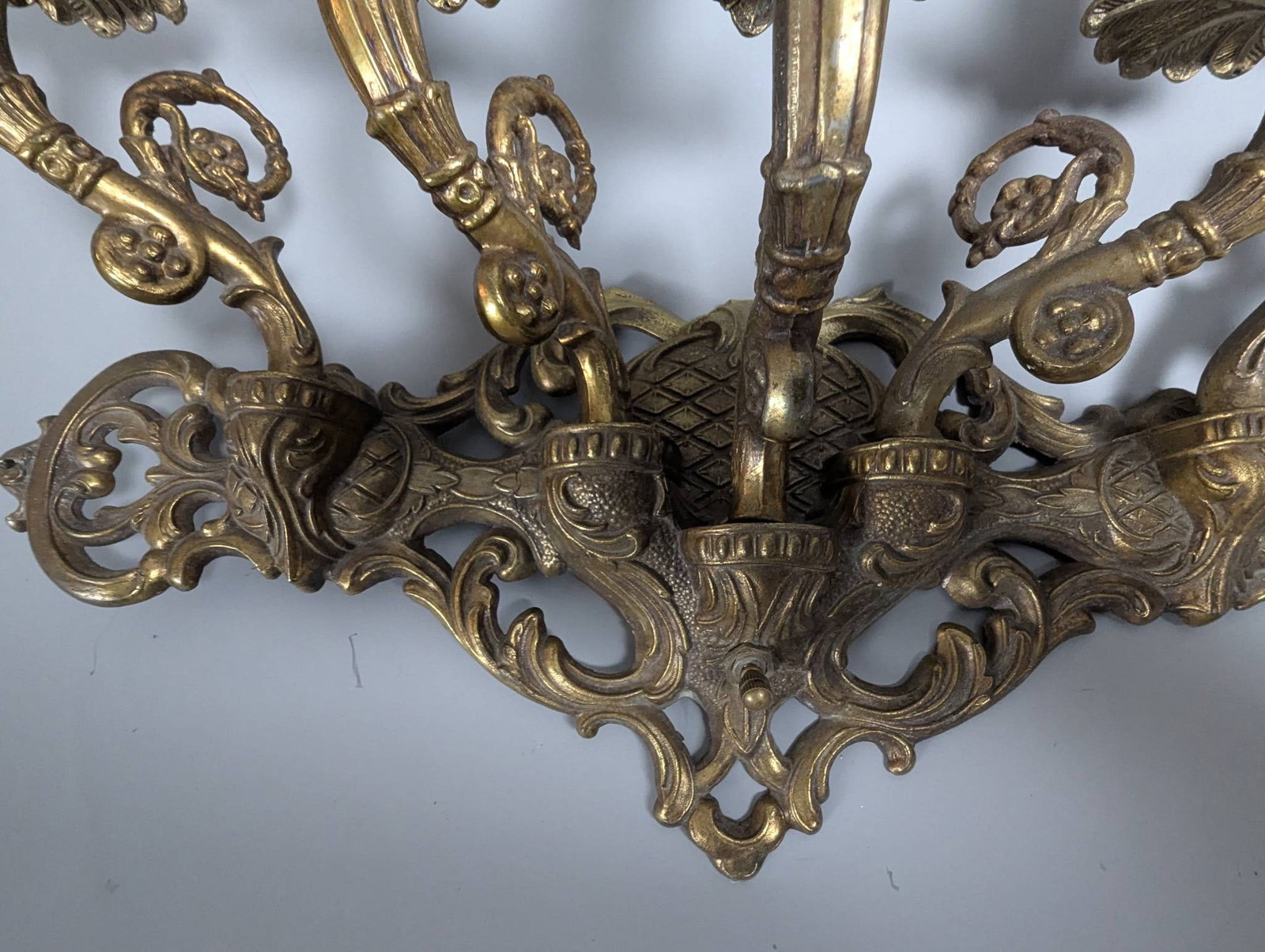 Antique Victorian 5 Arm Electric Wall Sconce Candle Fixture - 3