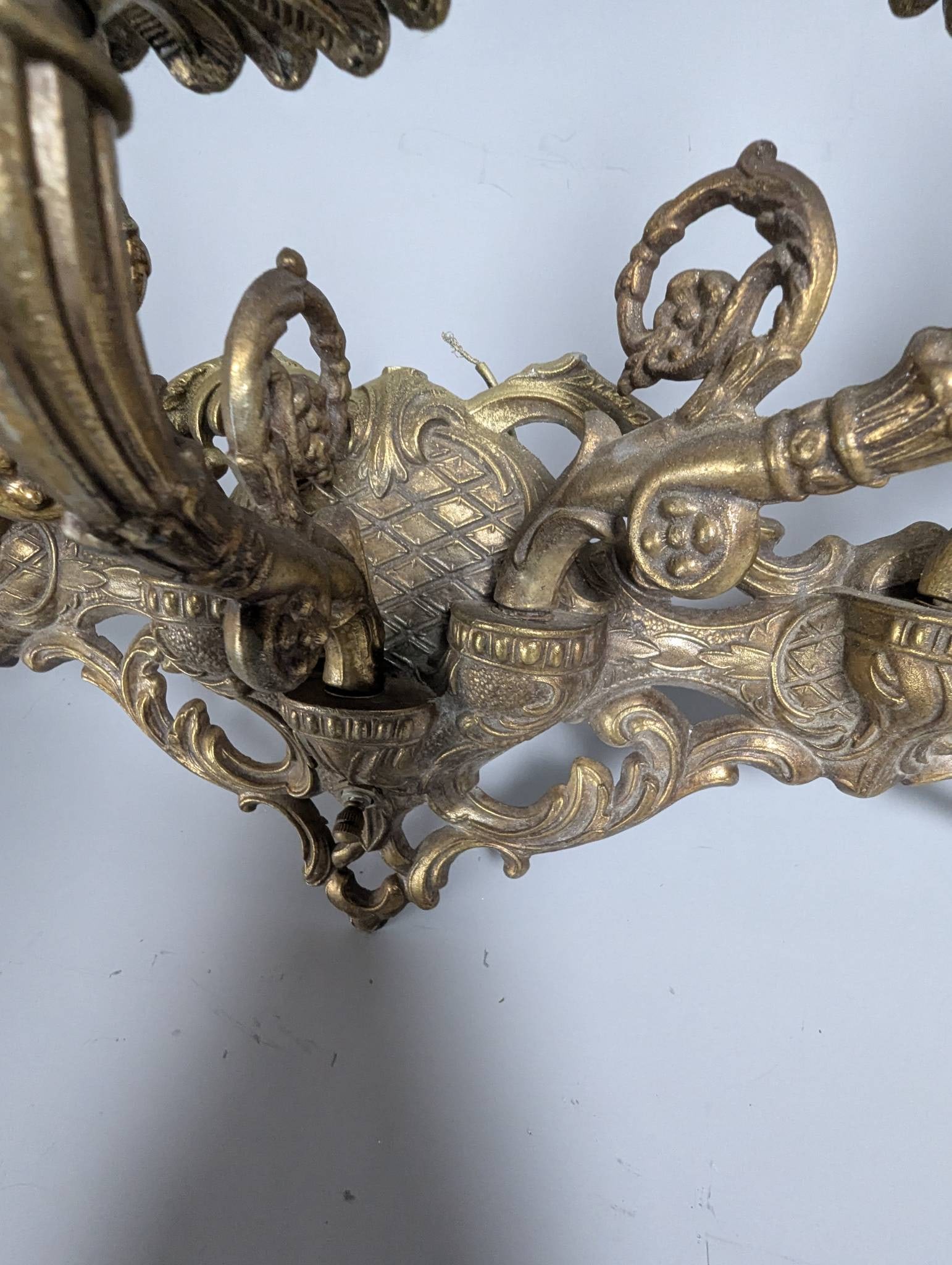 Antique Victorian 5 Arm Electric Wall Sconce Candle Fixture - 8