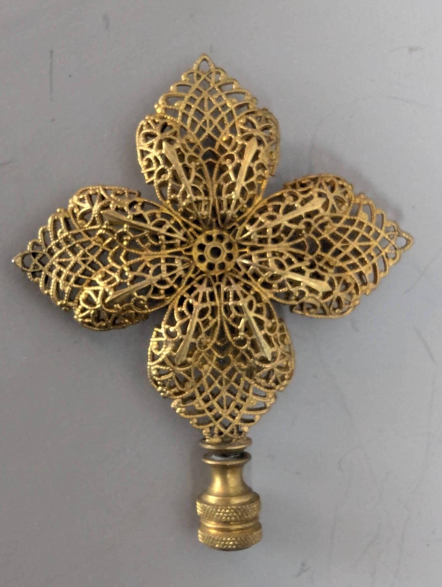 Brass Flower Filigree Decorative Lamp Finial - 2