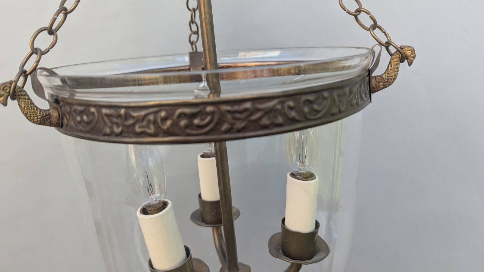Vaughan Petite Bell Jar Blown Glass Lantern Pendent Fixture - 4