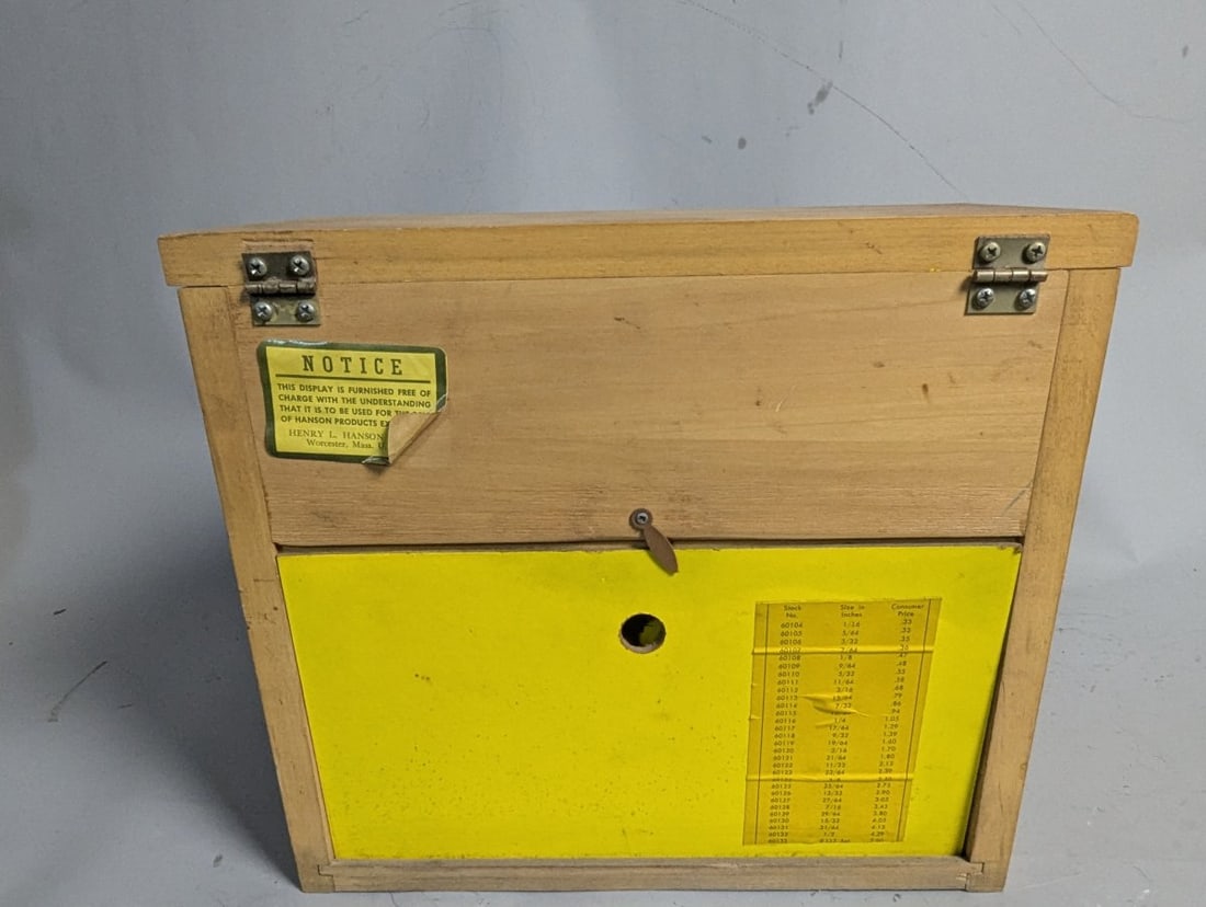 Vintage Hanson High Speed Jobber Drills Wood Display Case with Bits - 6