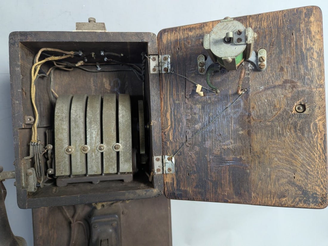 Antique Wall Telephone Rev-O-Noc Oak Collectible Decor Vintage - 6