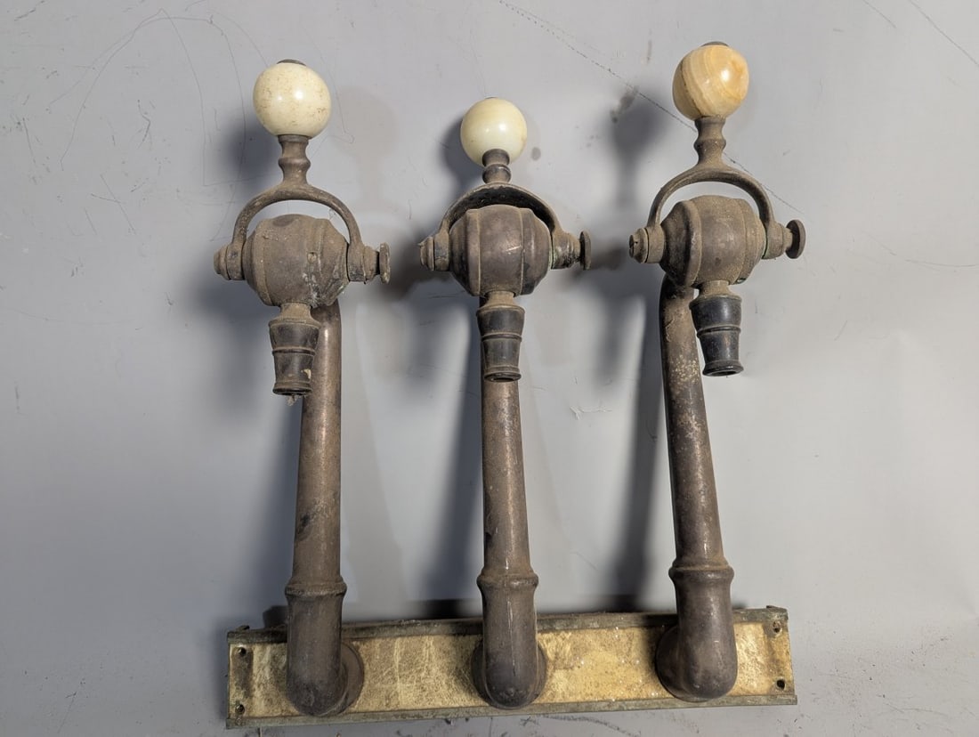Historic Antique Ice Cream Parlor Tap Set 3 Taps Soda Fountain Dispenser: **Important** Please read below description on how to avoid high shipping costs. Discover a unique piece of vintage Americana with this exquisite set of three antique ice cream parlor taps. Each tap