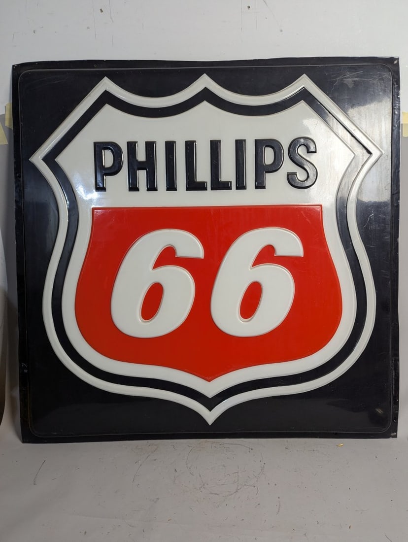 Vintage Phillips 66 Embossed Sign Iconic Petroliana Collectible Display (1 of 6)