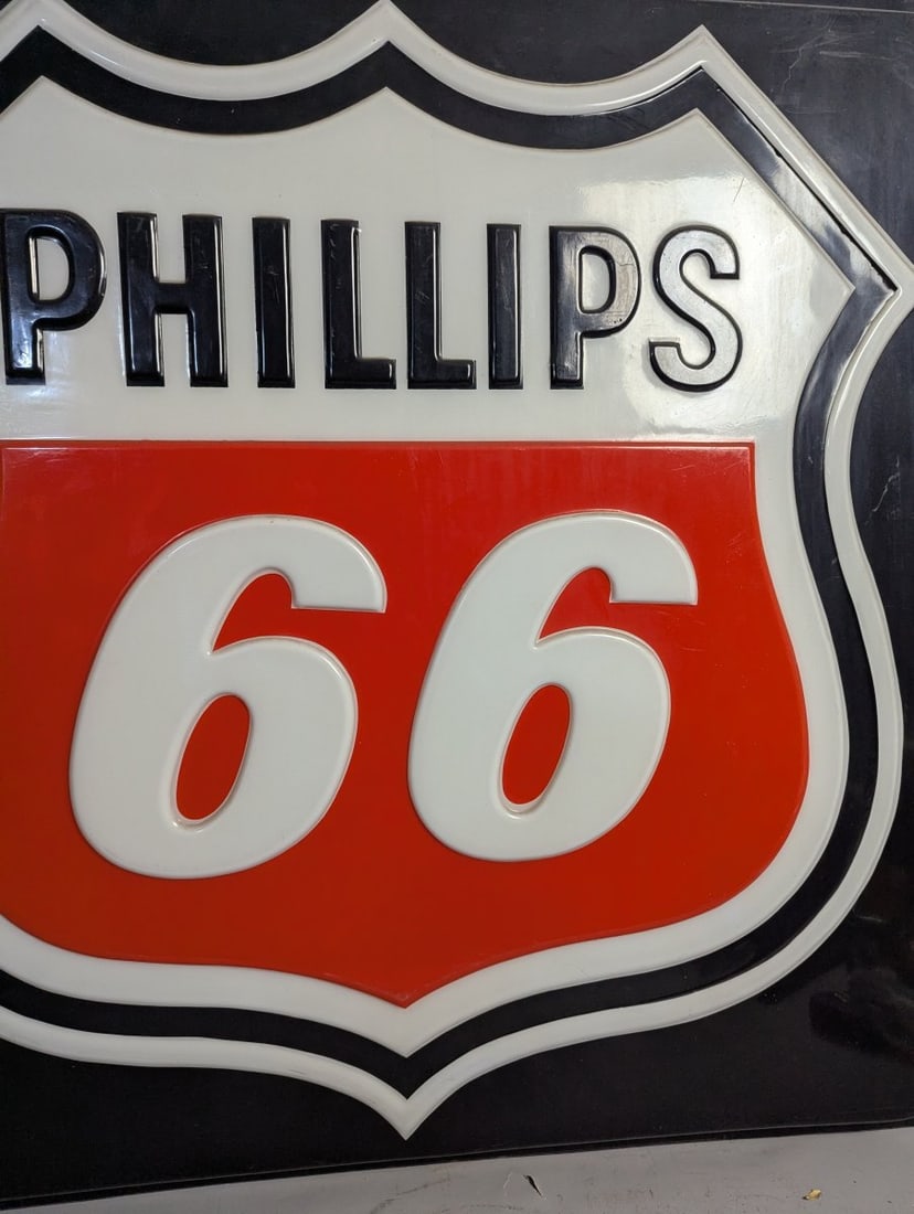 Vintage Phillips 66 Embossed Sign Iconic Petroliana Collectible Display - 3