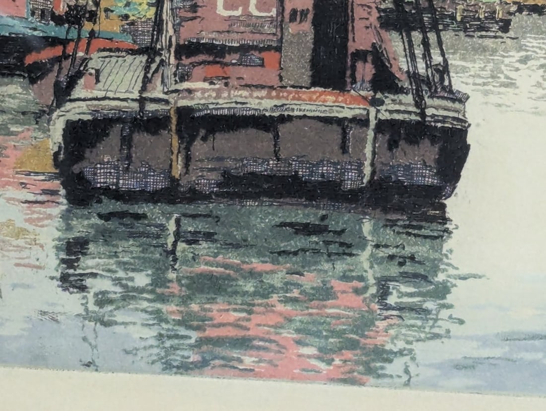 Hans Figura Etching Manhattan Docks Brooklyn Signed Art - 10