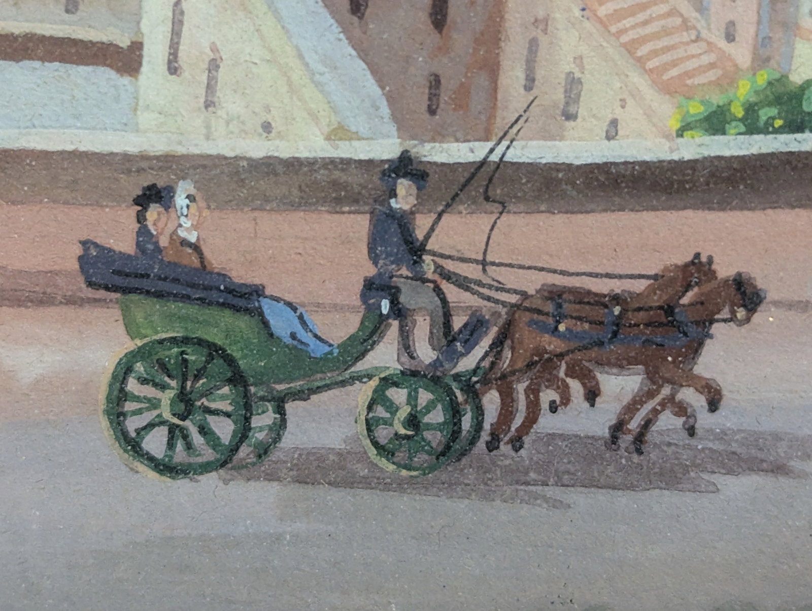 Charming Neapolitan Gouache Painting Framed Under Glass - 11
