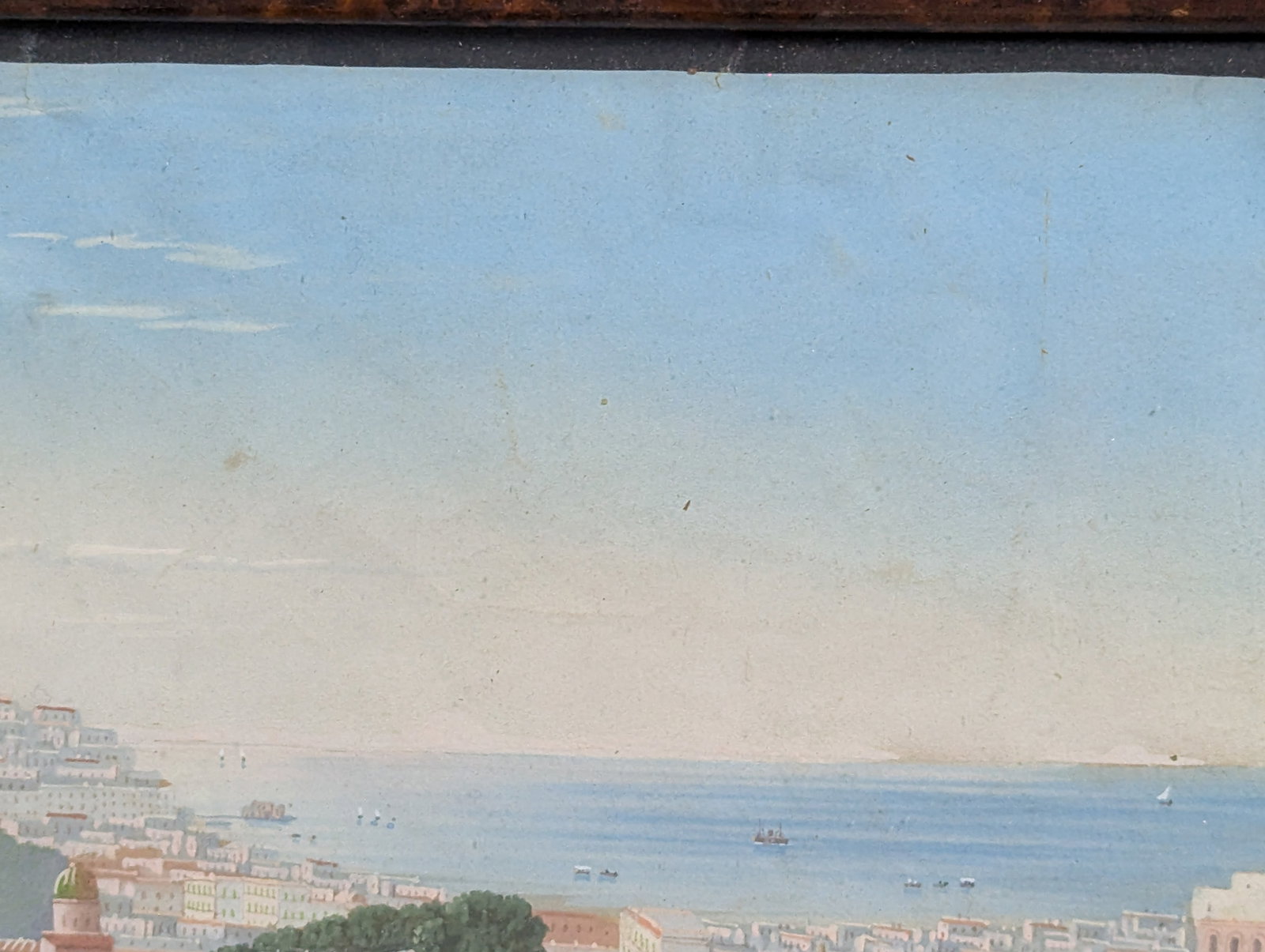 Charming Neapolitan Gouache Painting Framed Under Glass - 4
