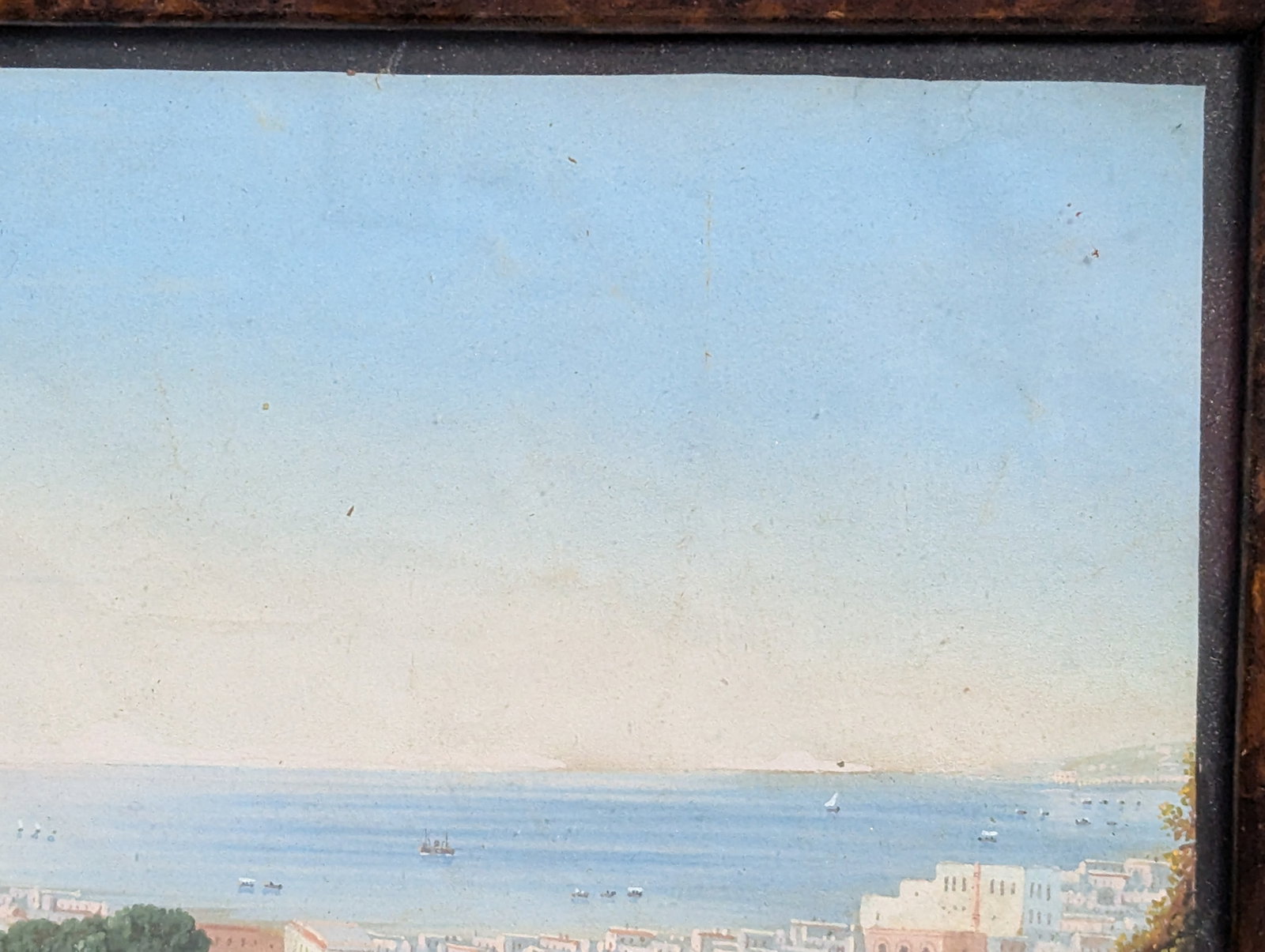 Charming Neapolitan Gouache Painting Framed Under Glass - 5