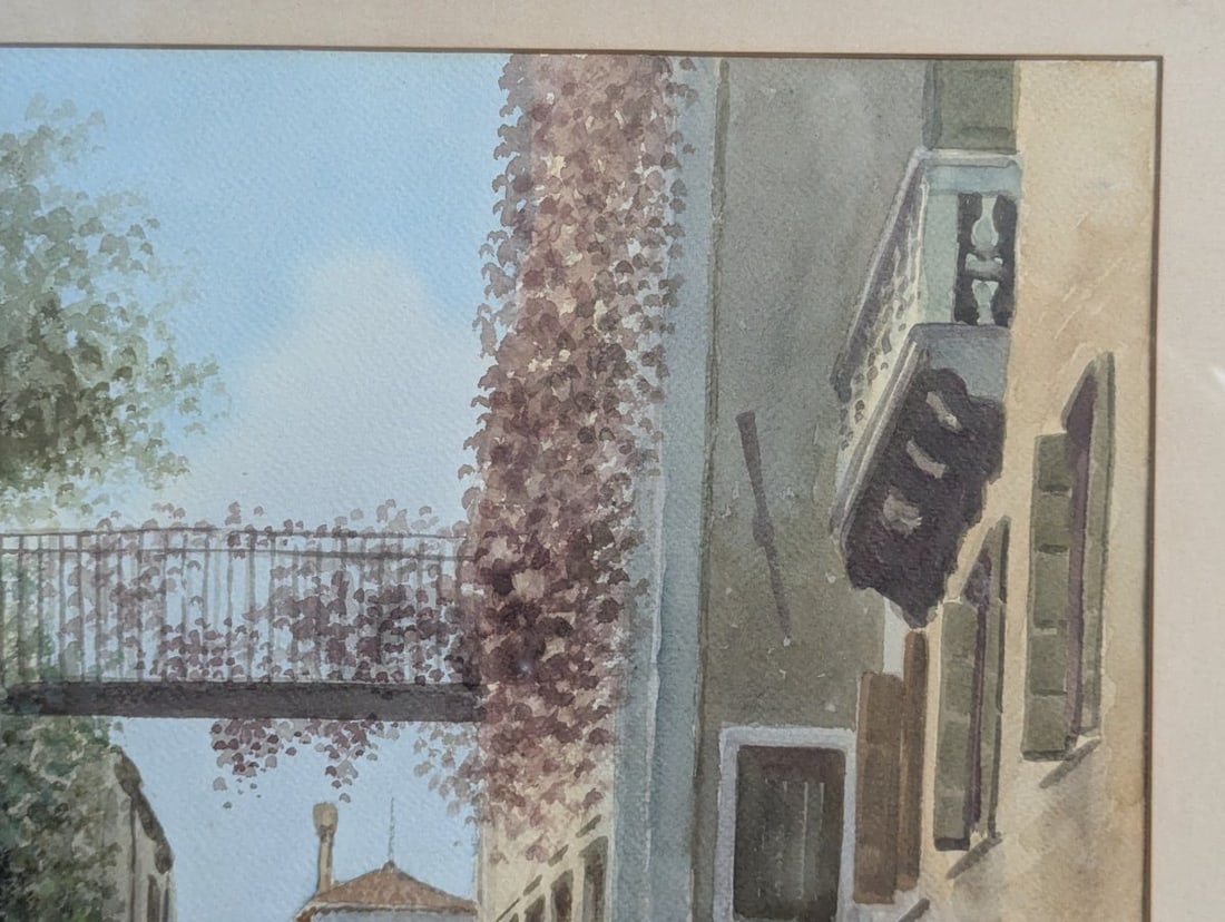 Pair of A Trevisan Watercolors of Venice Rio Albrizzi Canal Grande - 11