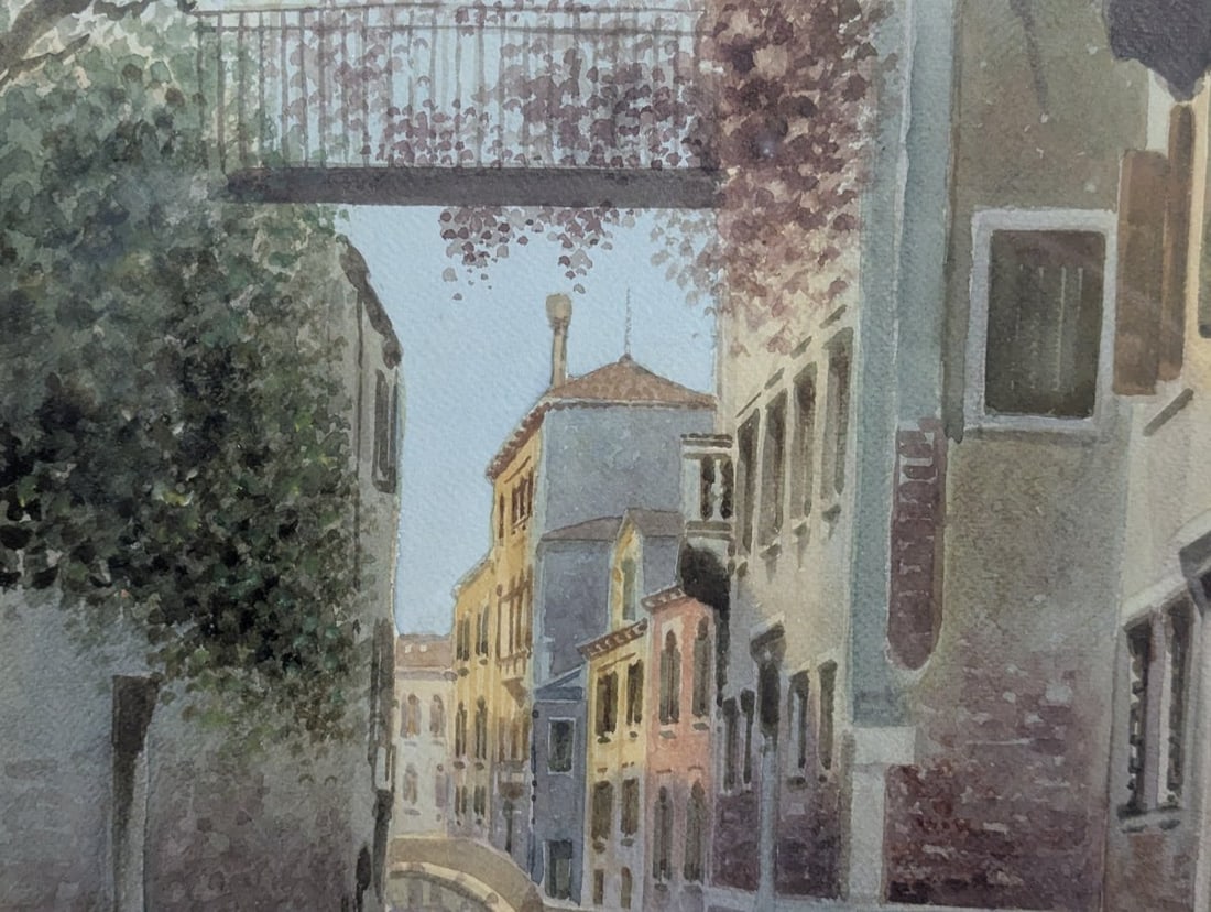 Pair of A Trevisan Watercolors of Venice Rio Albrizzi Canal Grande - 12