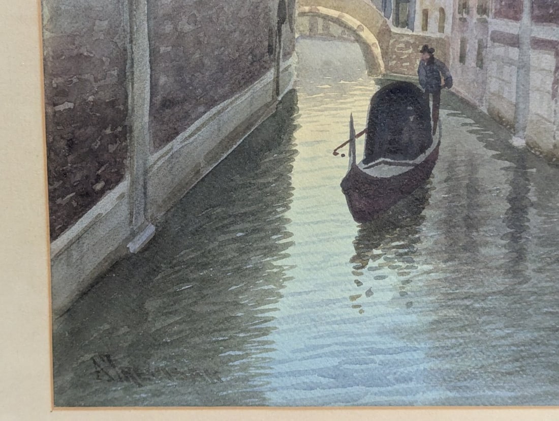 Pair of A Trevisan Watercolors of Venice Rio Albrizzi Canal Grande - 14