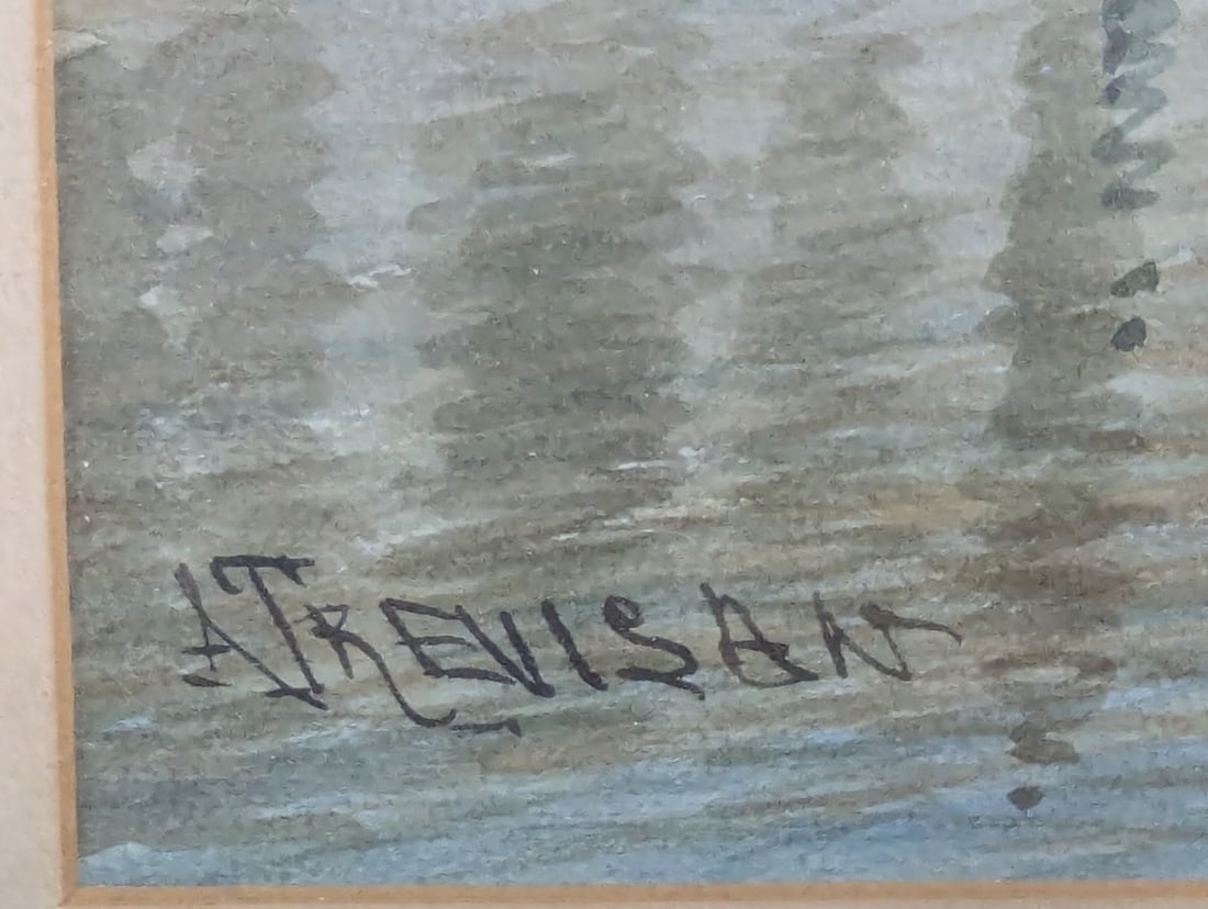 Pair of A Trevisan Watercolors of Venice Rio Albrizzi Canal Grande - 16