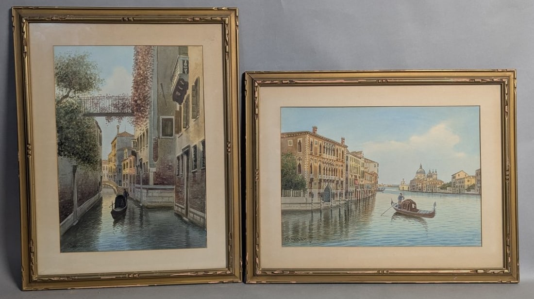 Pair of A Trevisan Watercolors of Venice Rio Albrizzi Canal Grande (1 of 18)
