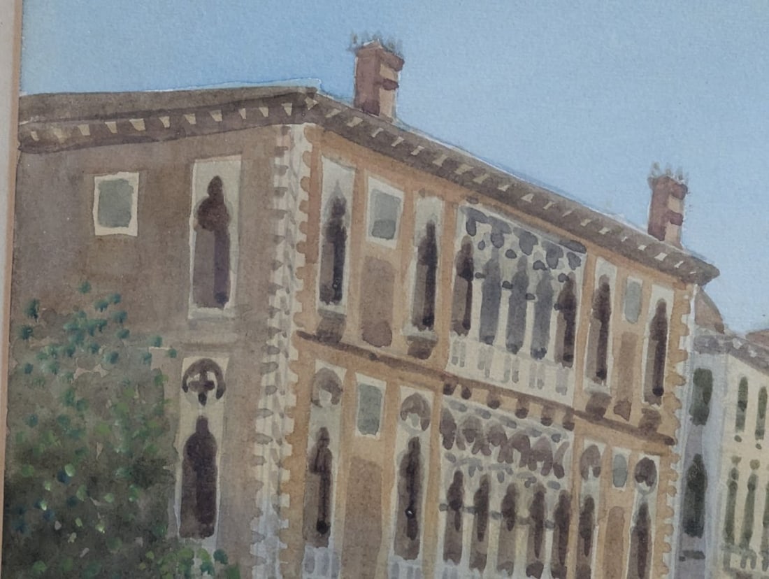 Pair of A Trevisan Watercolors of Venice Rio Albrizzi Canal Grande - 4