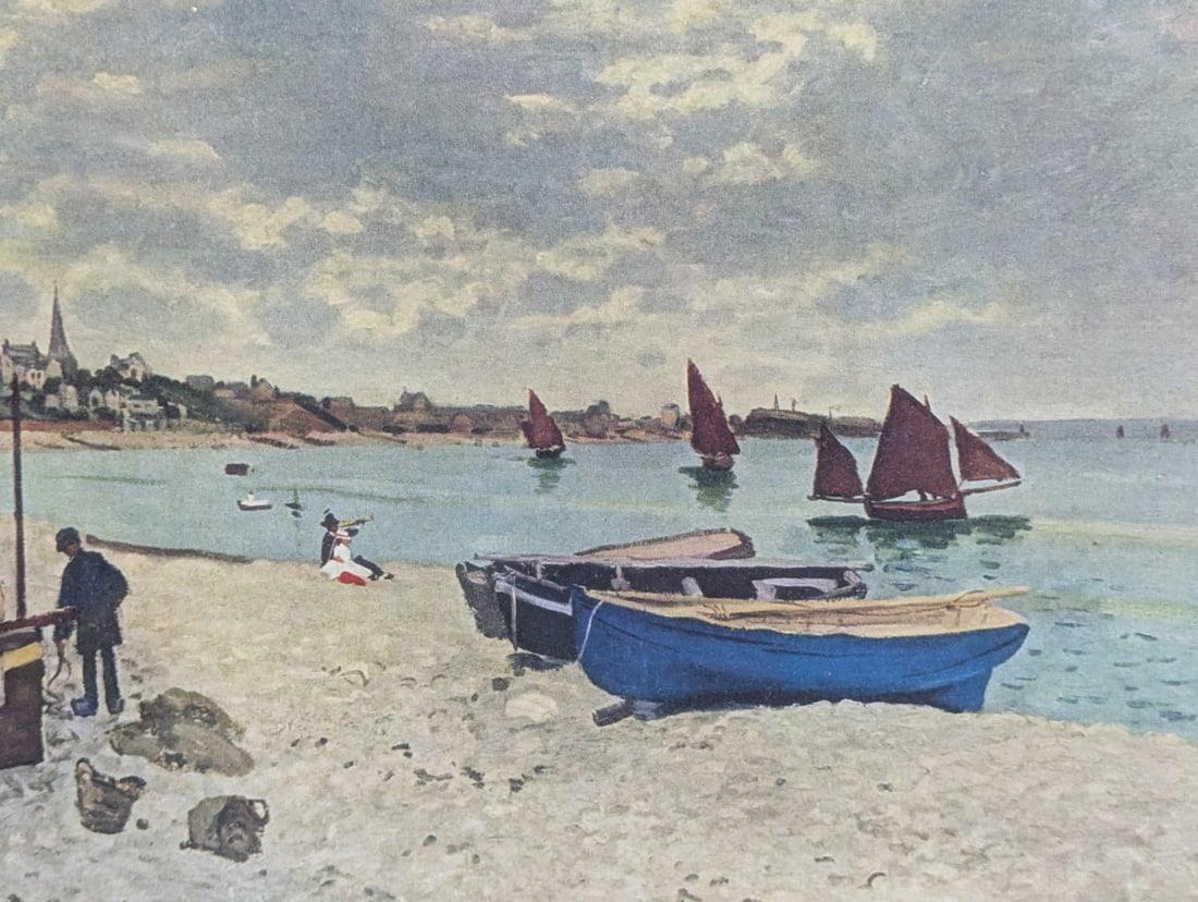 Vintage Framed Print of Claude Monet's The Beach at Sainte-Adresse - 7
