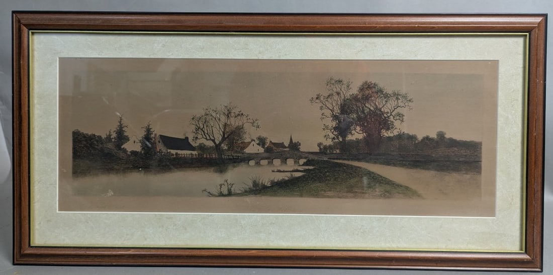 Framed Landscape Print The Old Mill Brook by Ernest Rost: **Important** Please read below description on how to avoid high shipping costs. Discover a charming framed print titled 'The Old Mill Brook' by the renowned artist Ernest Rost. This piece measures