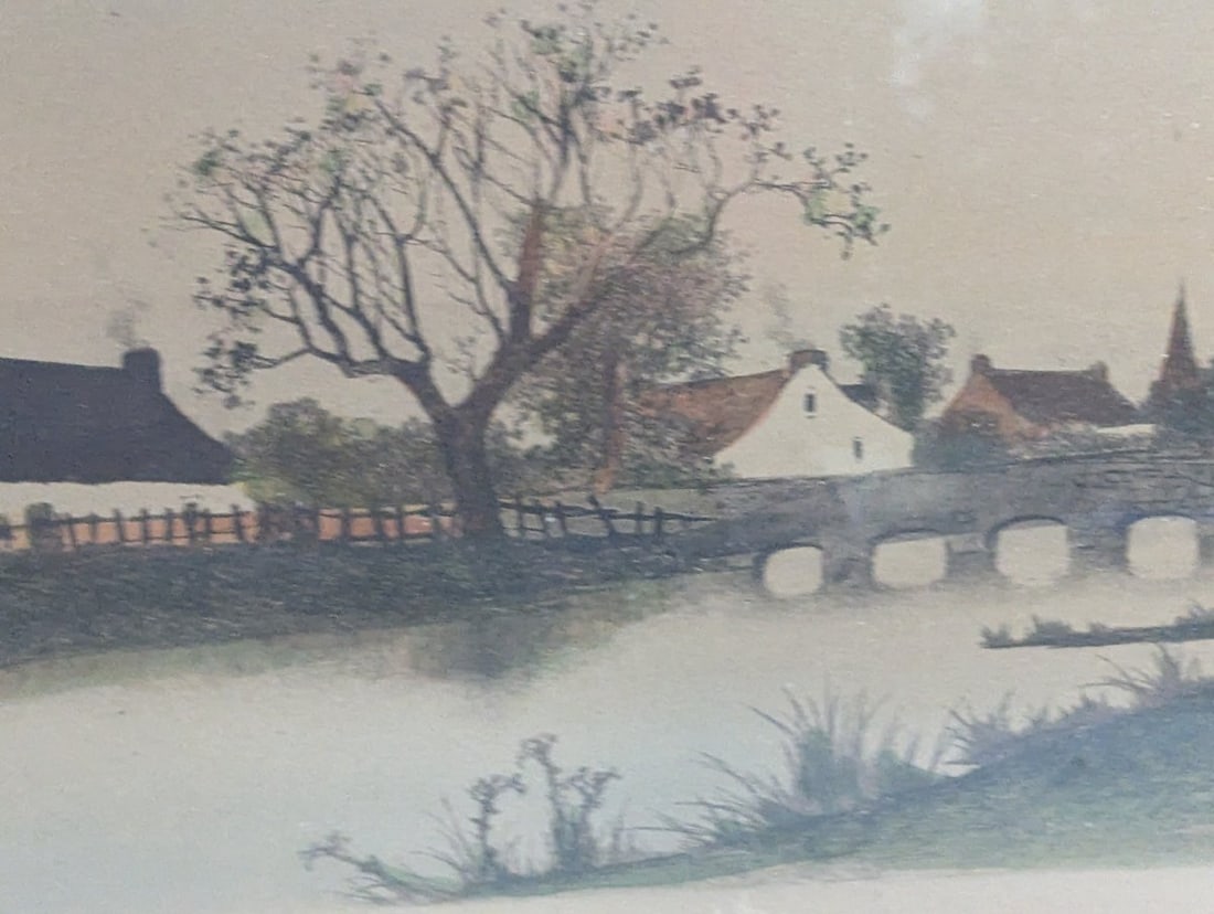 Framed Landscape Print The Old Mill Brook by Ernest Rost - 4