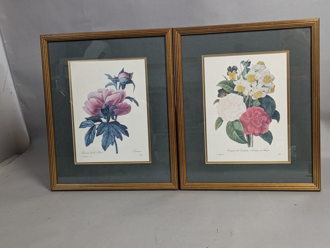 Stunning Set of P.J. Redoute Botanical Prints for Home Decor: **Important** Please read below description on how to avoid high shipping costs. Enhance your living space with this exquisite set of two framed botanical prints by the renowned artist Pierre-Joseph