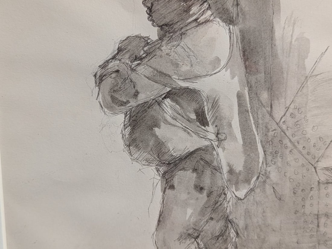 Set of Three Framed Ink and Wash Drawings Artworks - 12